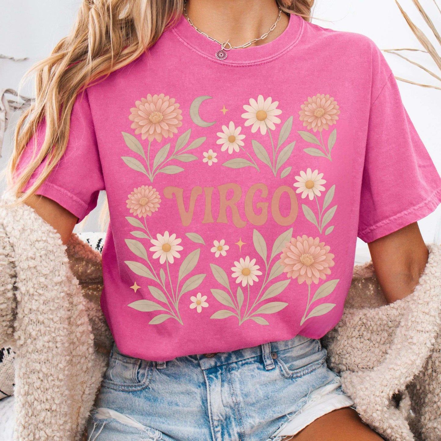 T-Shirt Crunchberry / S Virgo T-Shirt – Retro Floral Zodiac Tee The Mystic Eden