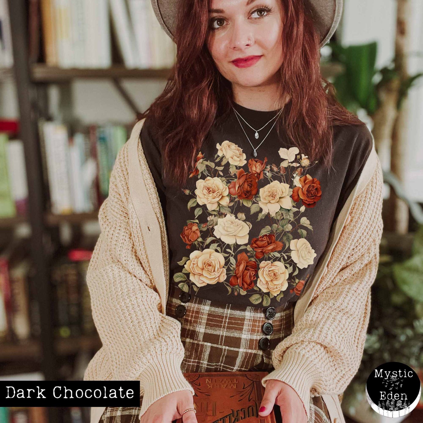 T-Shirt Dark Chocolate / S Rose cottagecore shirt The Mystic Eden