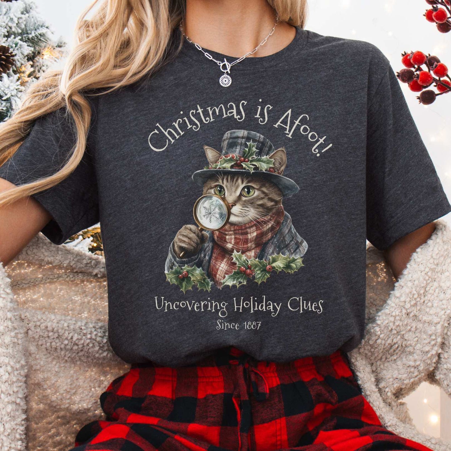 T-Shirt Dark Grey Heather / XS Christmas is Afoot! Sherlock Holmes Christmas Tee The Mystic Eden