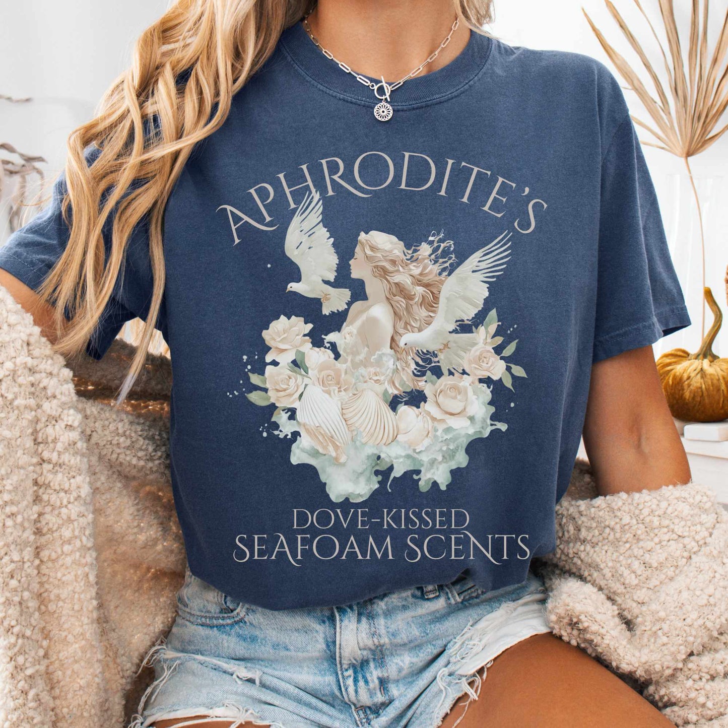 T-Shirt Denim / S Aphrodite's Dove-Kissed Seafoam Scents Tee The Mystic Eden
