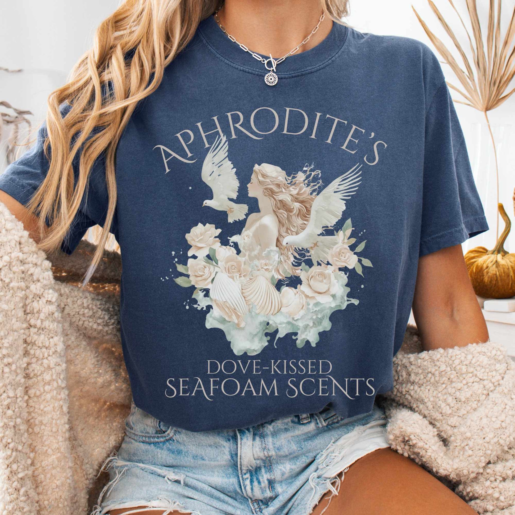 T-Shirt Denim / S Aphrodite's Dove-Kissed Seafoam Scents Tee The Mystic Eden
