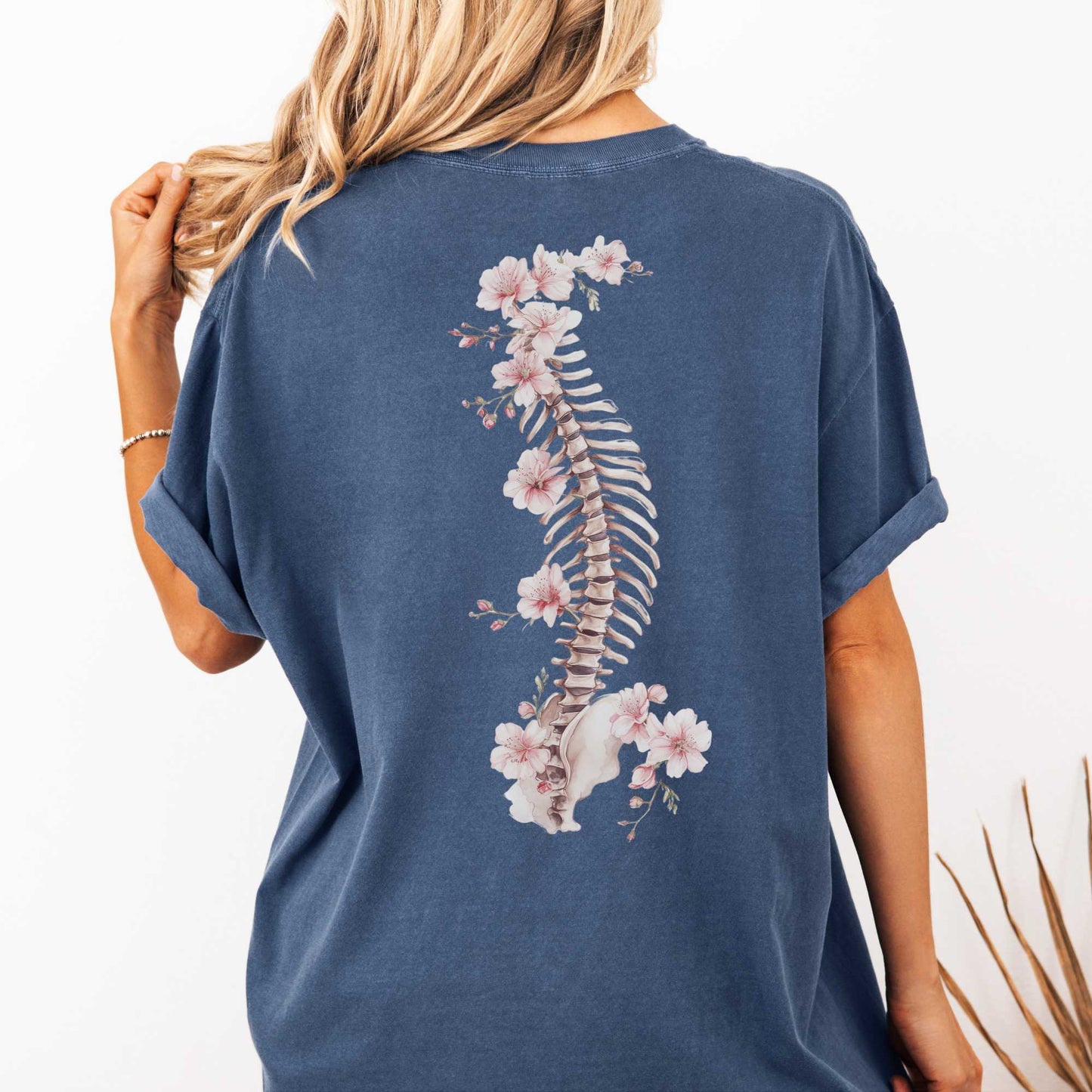 T-Shirt Denim / S Blossom Backbone Shirt The Mystic Eden