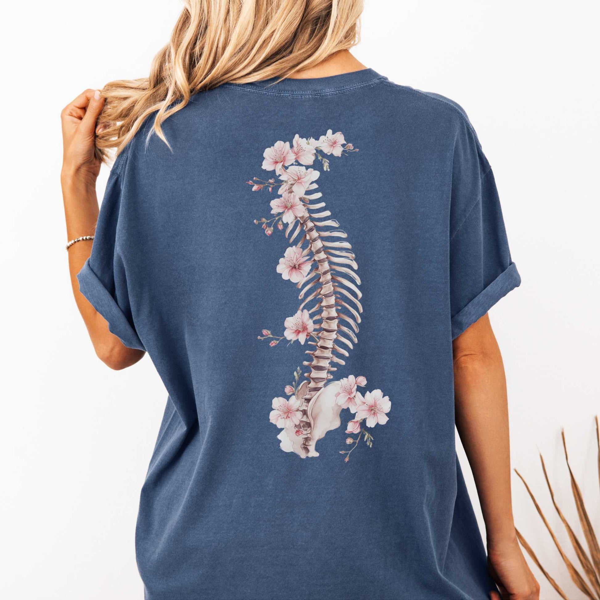 T-Shirt Denim / S Blossom Backbone Shirt The Mystic Eden