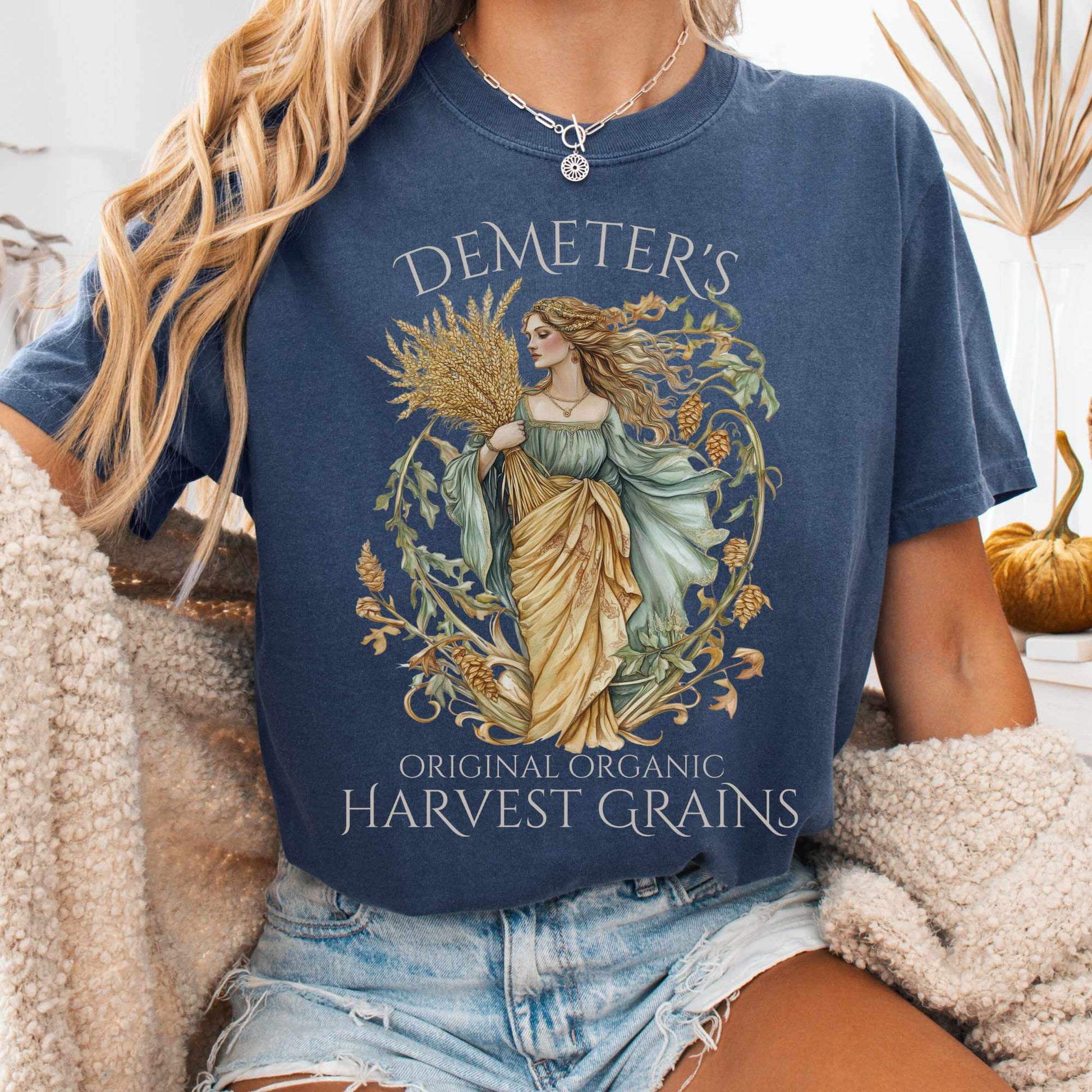 T-Shirt Denim / S Demeter's Original Organic Harvest Grains Tee The Mystic Eden