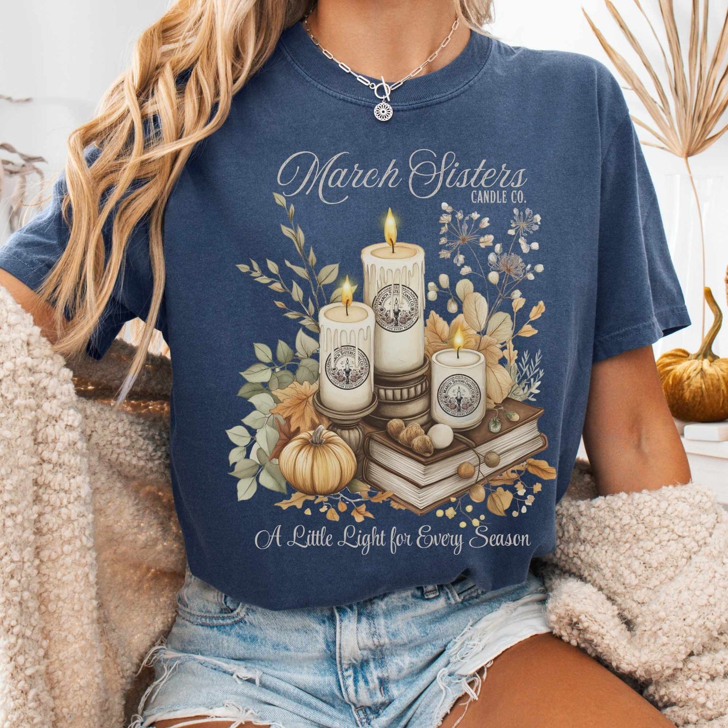 T-Shirt Denim / S March Sisters Candle Co Little Women Shirt The Mystic Eden