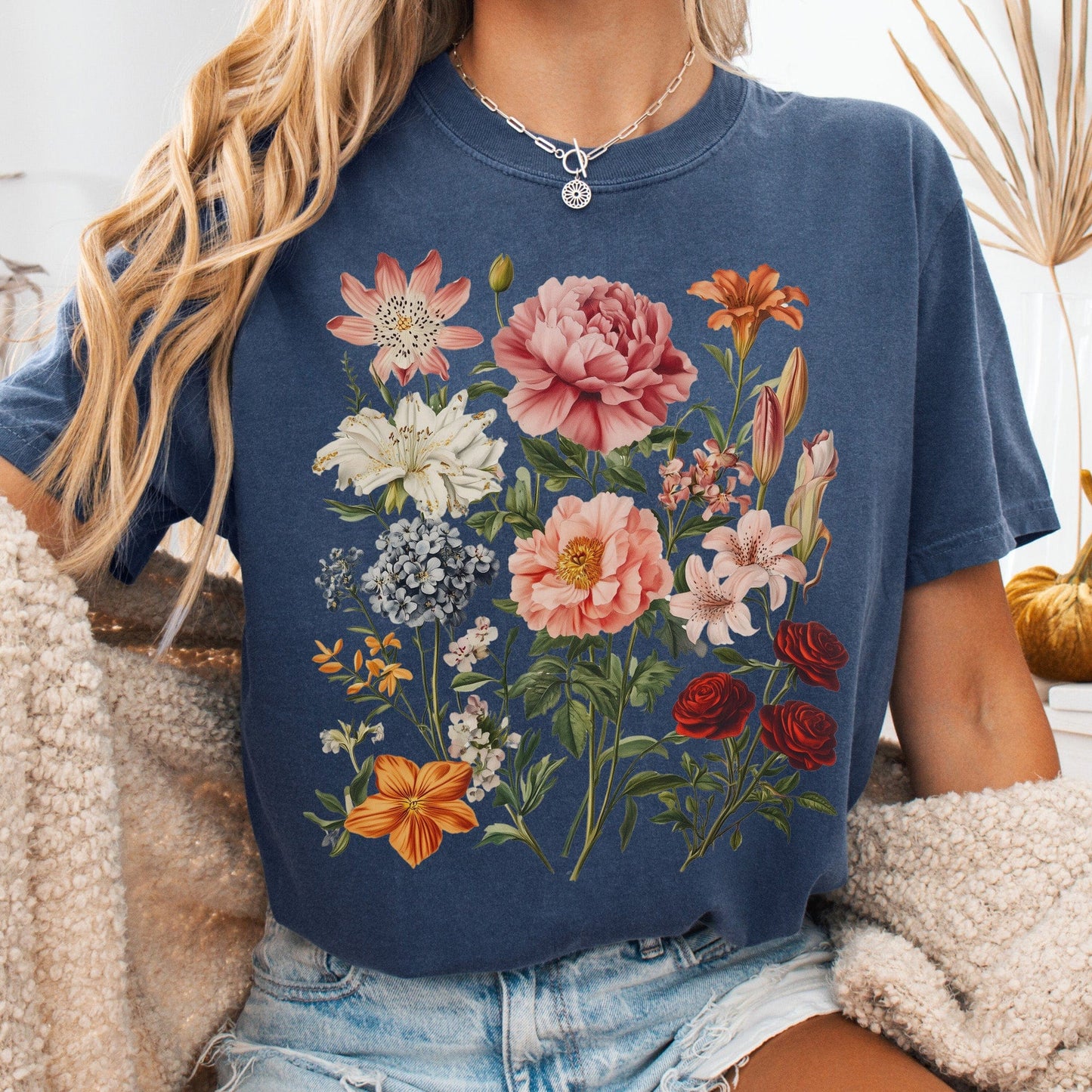 T-Shirt Denim / S Mixed Florals Shirt The Mystic Eden