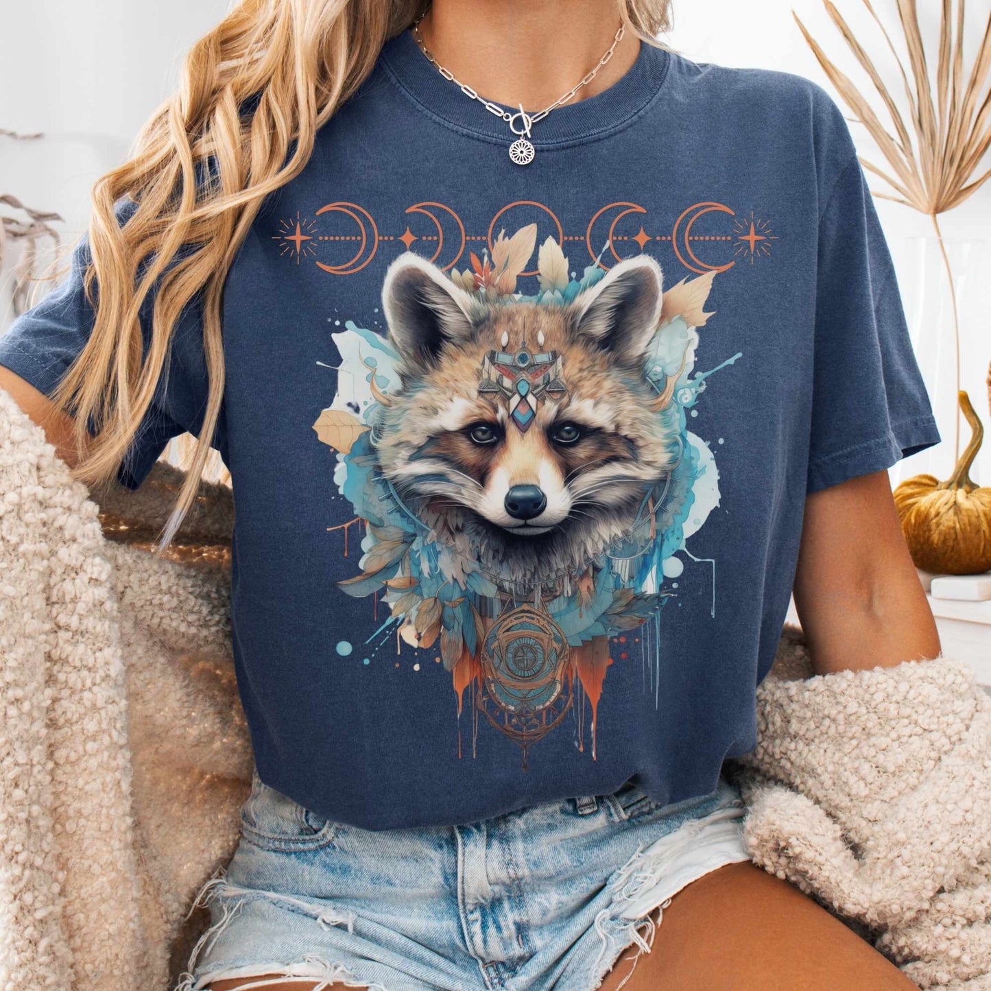 T-Shirt Denim / S Mystical Raccoon Shirt The Mystic Eden