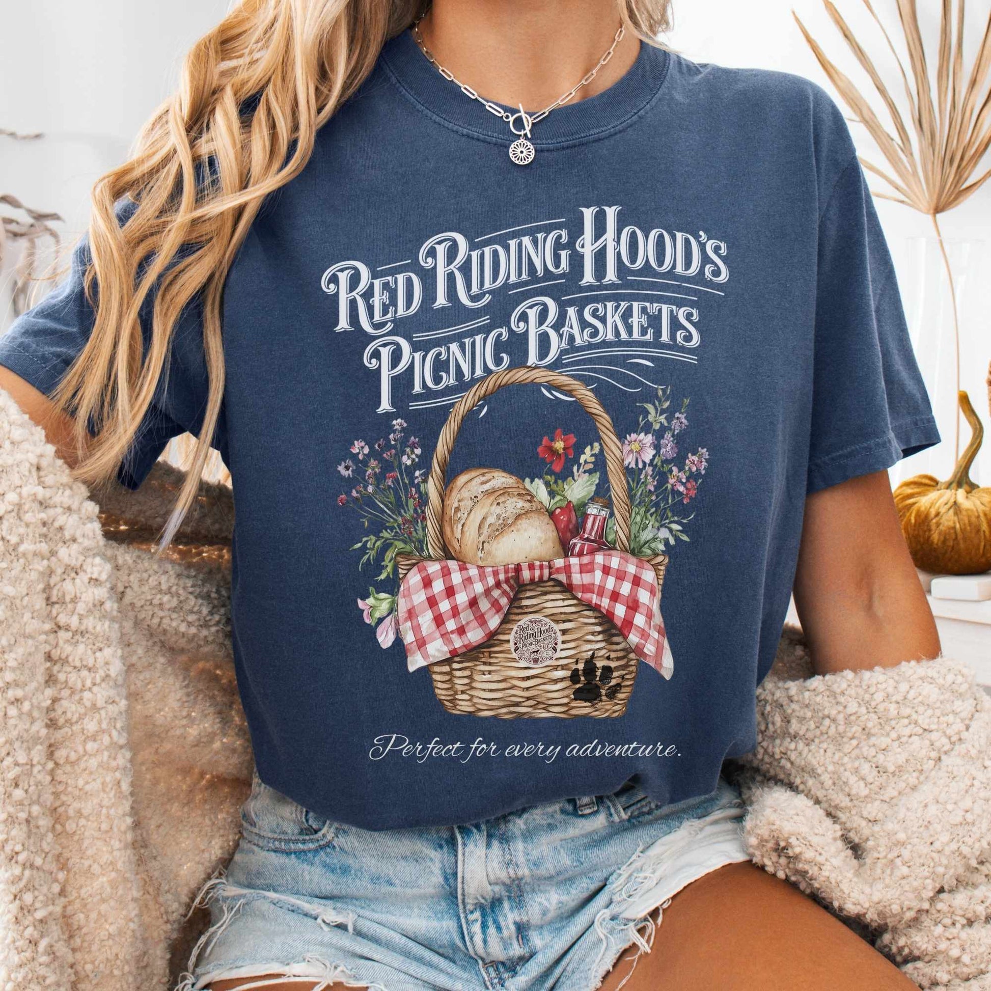 T-Shirt Denim / S Red Riding Hood's Picnic Baskets Shirt The Mystic Eden
