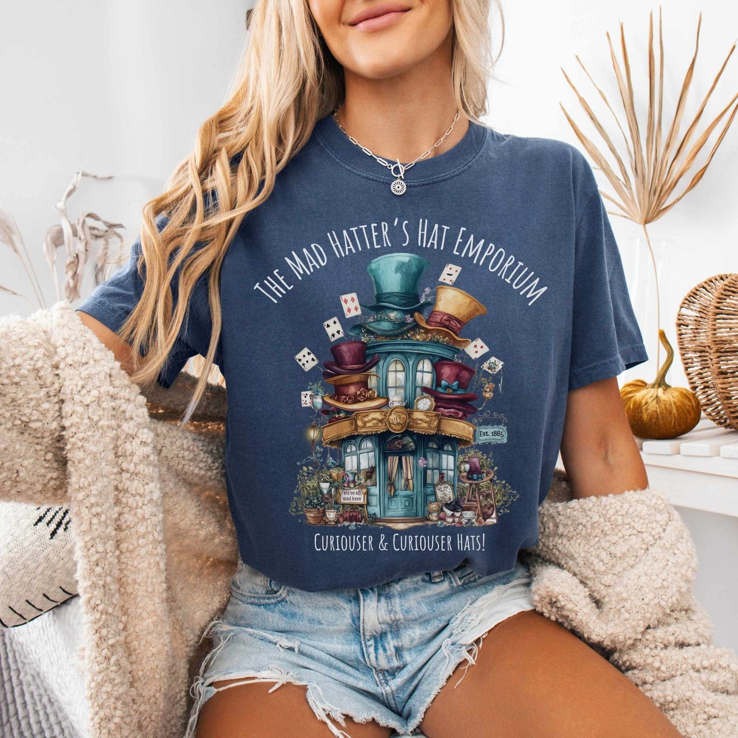 T-Shirt Denim / S The Mad Hatter's Hat Emporium Shirt The Mystic Eden