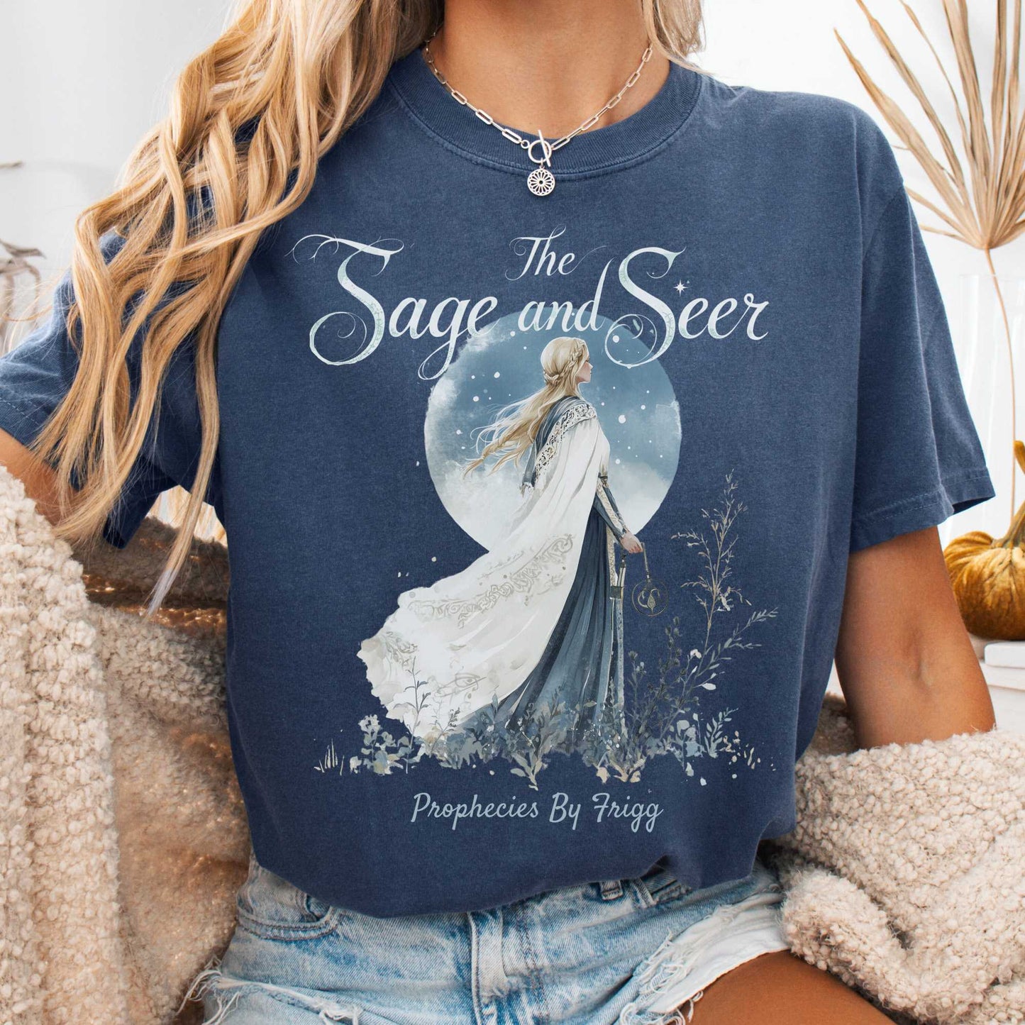 T-Shirt Denim / S The Sage and Seer Prophecies by Frigg Norse Goddess Shirt The Mystic Eden