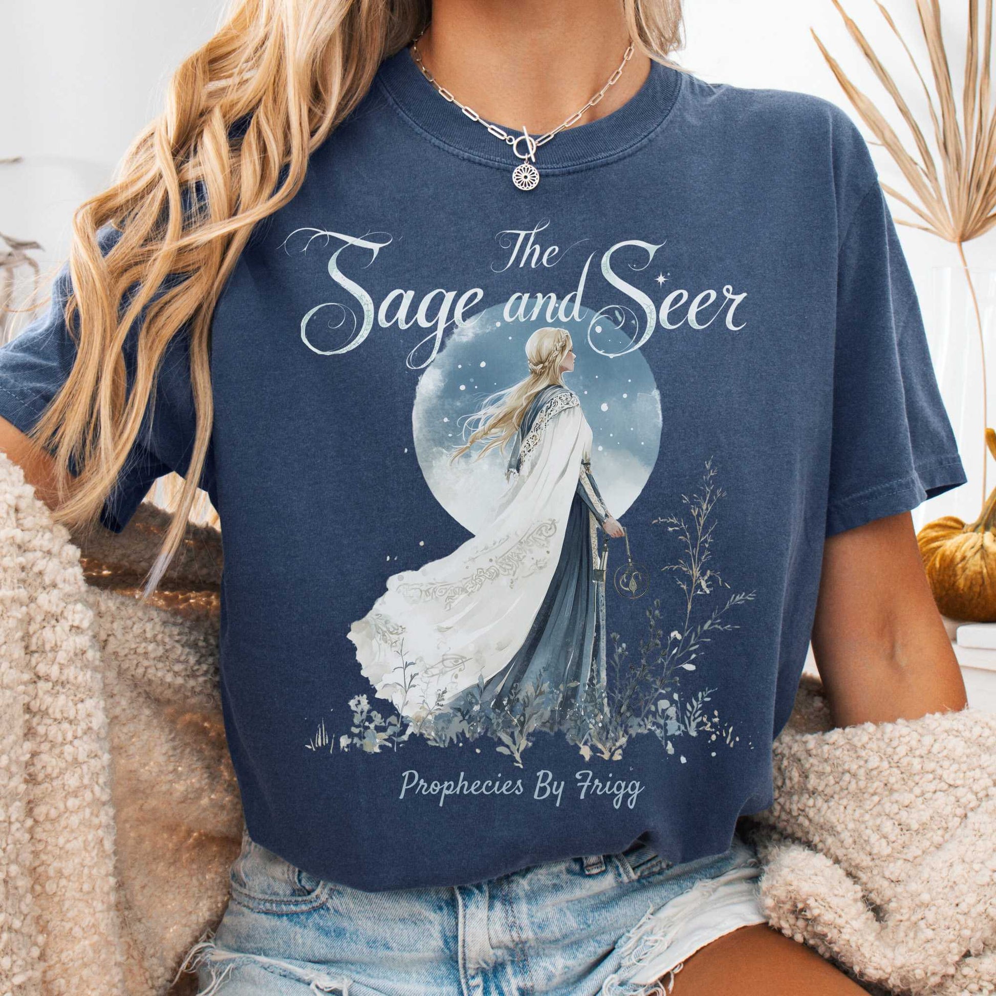 T-Shirt Denim / S The Sage and Seer Prophecies by Frigg Norse Goddess Shirt The Mystic Eden