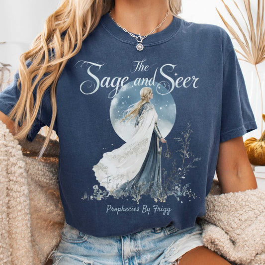 T-Shirt Denim / S The Sage and Seer Prophecies by Frigg Norse Goddess Shirt The Mystic Eden