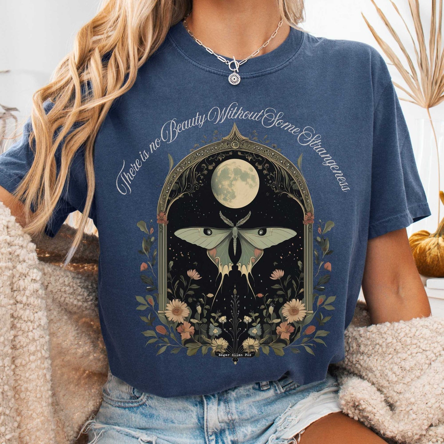 T-Shirt Denim / S There is no Beauty Without Some Strangeness Edgar Allan Poe Shirt The Mystic Eden