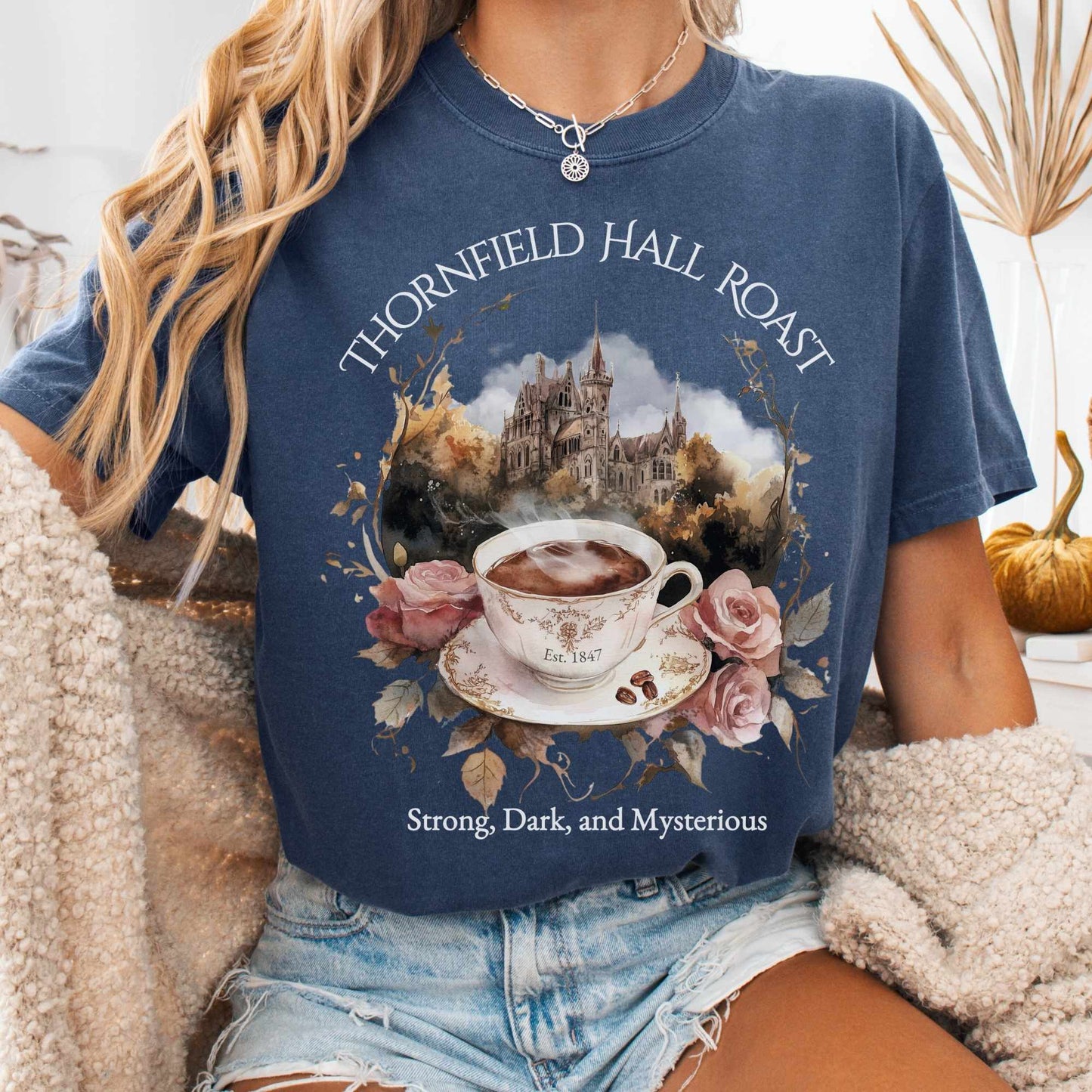 T-Shirt Denim / S Thornfield Hall Roast Jane Eyre Charlotte Brontë Tee The Mystic Eden