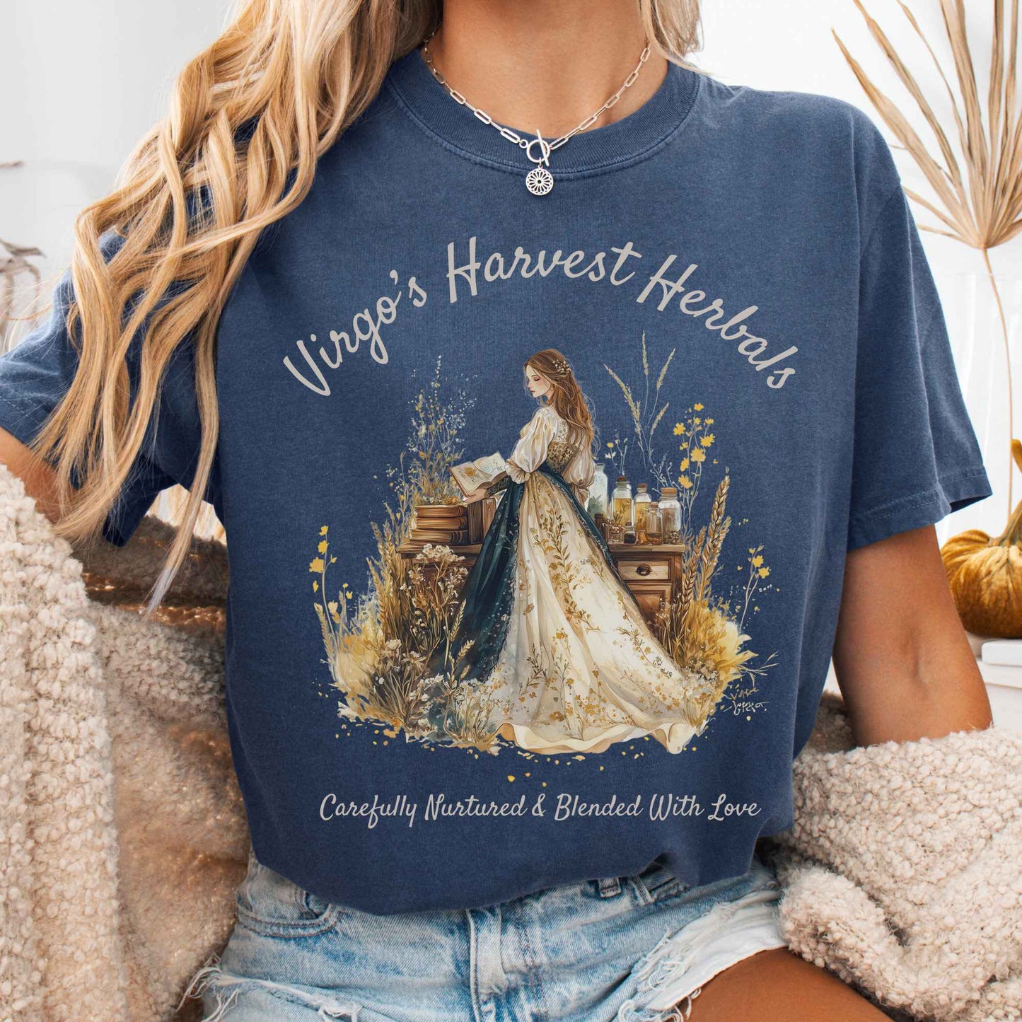 T-Shirt Denim / S Virgo's Harvest Herbals Zodiac Shirt The Mystic Eden