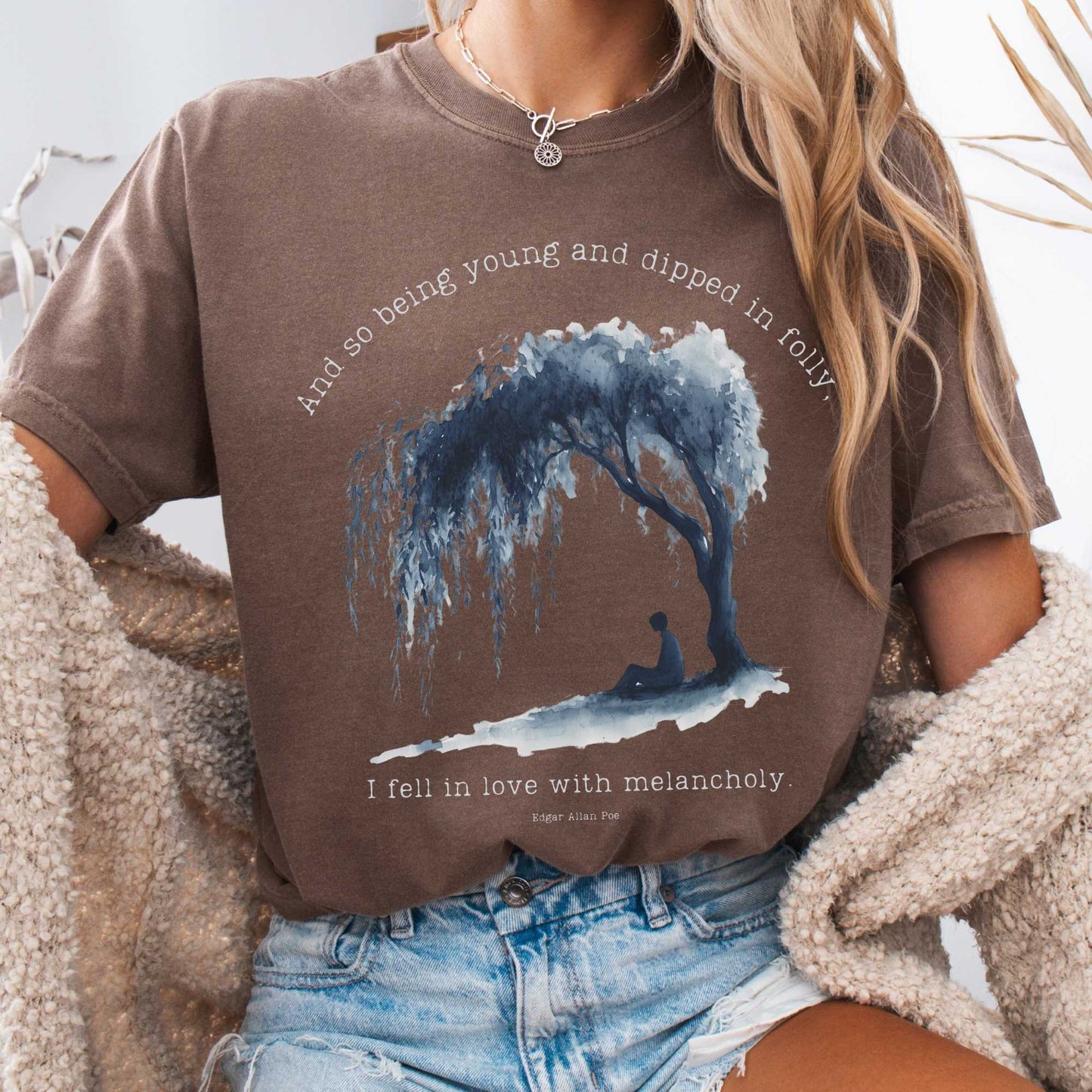 T-Shirt Espresso / S And So Being Young Edgar Allan Poe Shirt The Mystic Eden