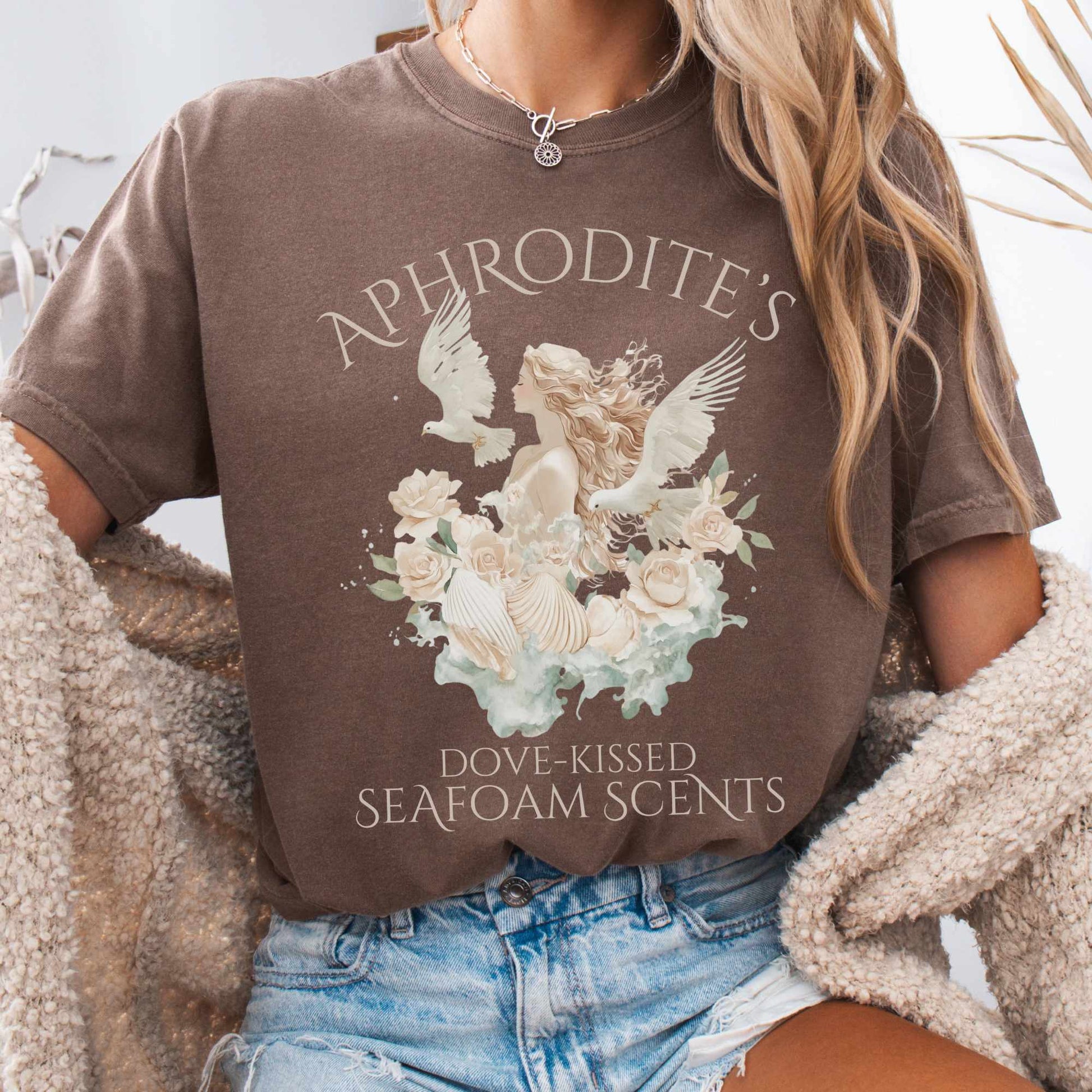 T-Shirt Espresso / S Aphrodite's Dove-Kissed Seafoam Scents Tee The Mystic Eden