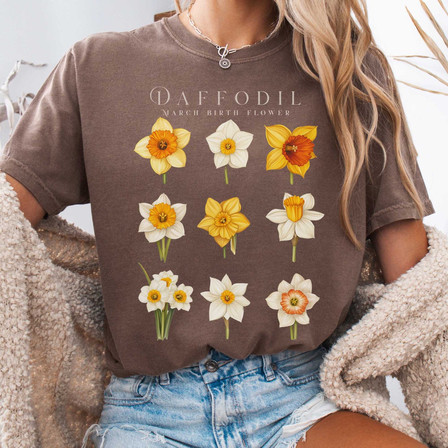 T-Shirt Espresso / S Daffodil March Birth Month Flower Shirt The Mystic Eden