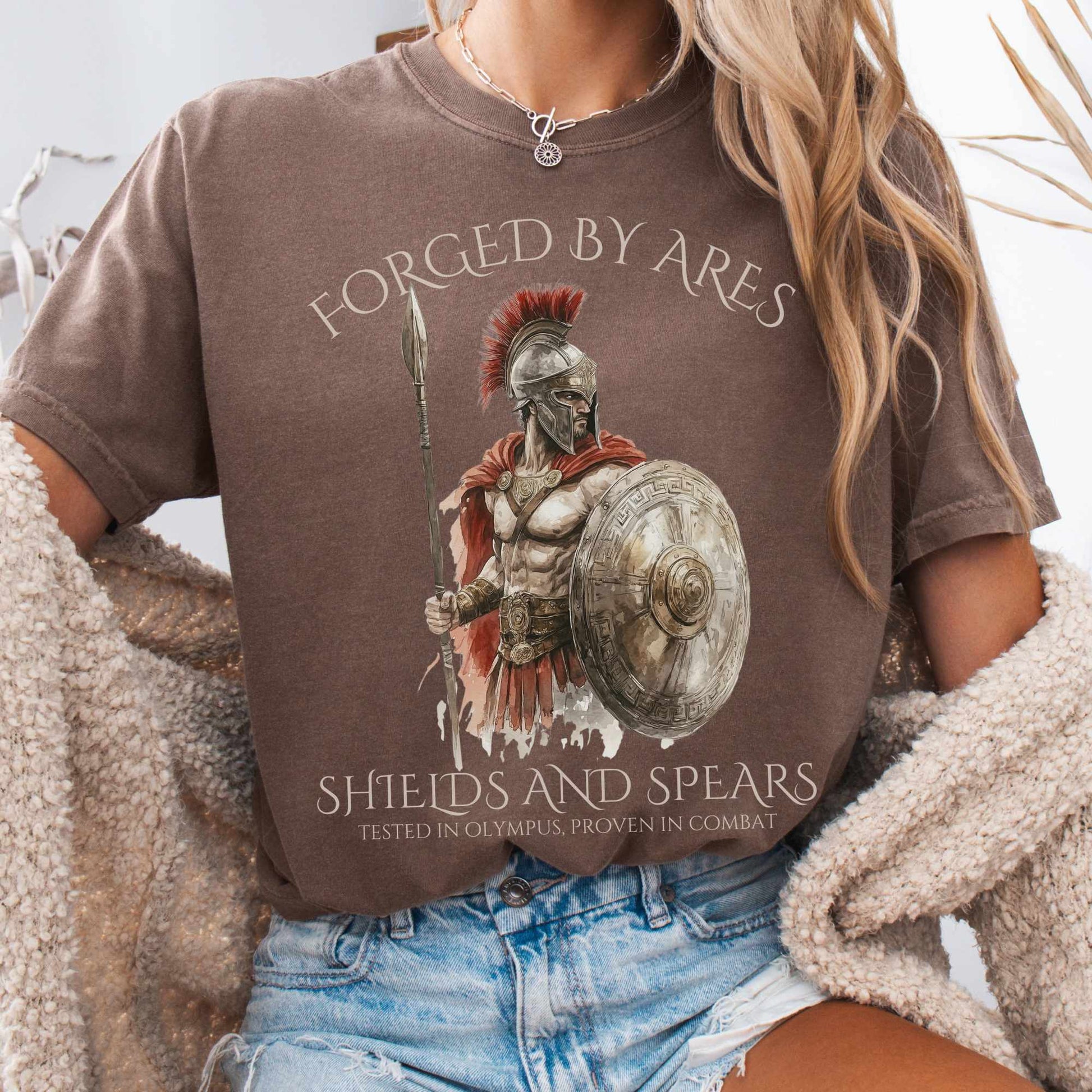 T-Shirt Espresso / S Forged By Ares Shields And Spears Tee The Mystic Eden