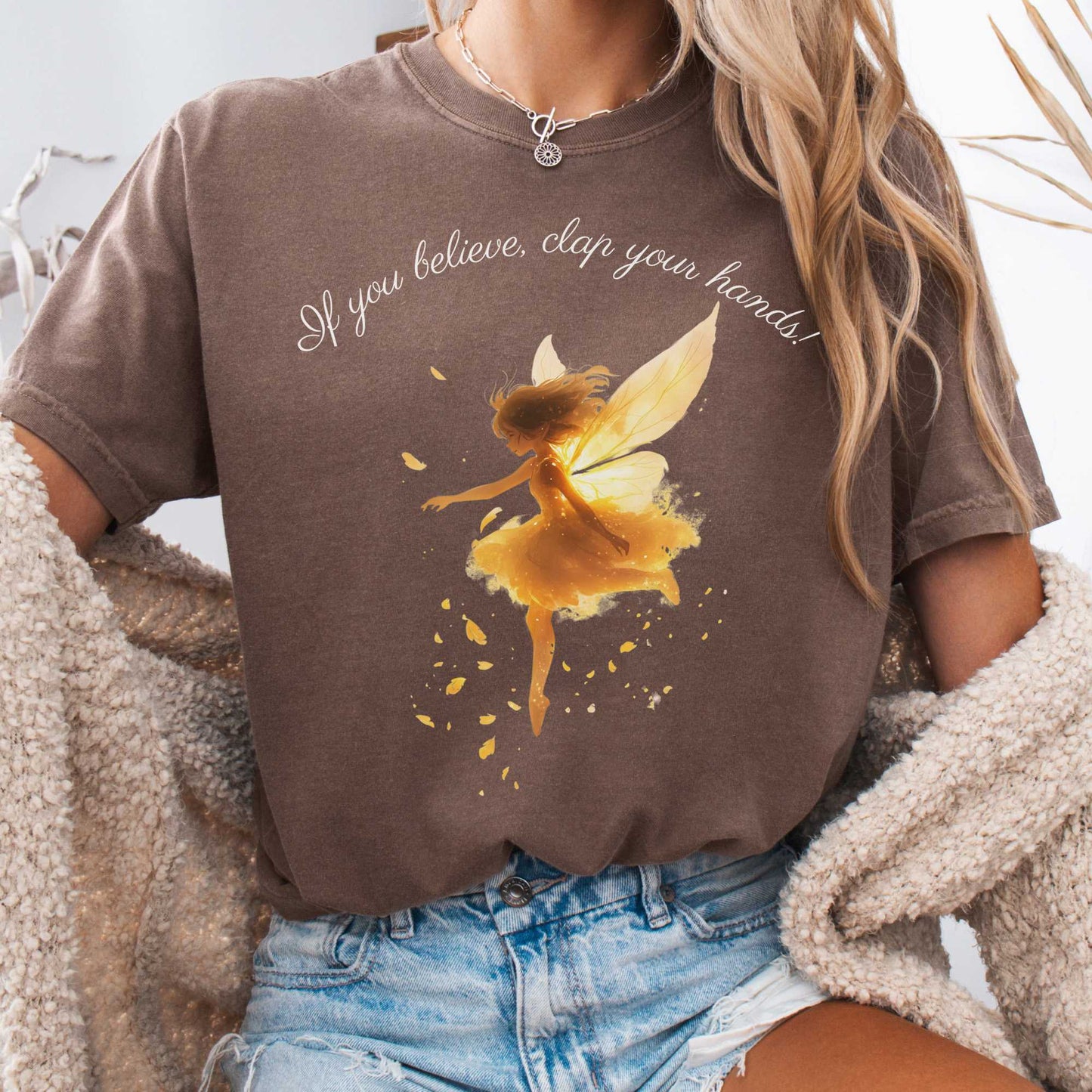 T-Shirt Espresso / S If You Believe Clap Your Hands Peter Pan Shirt - J M Barrie The Mystic Eden