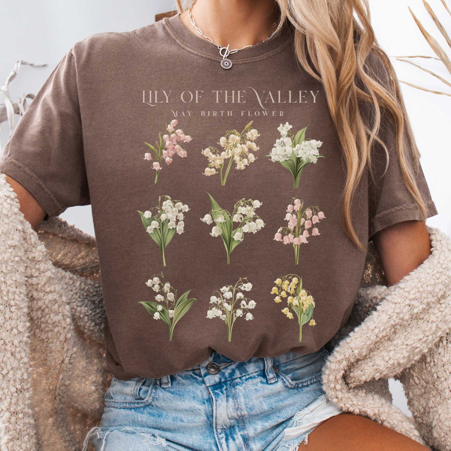 T-Shirt Espresso / S Lily of the Valley May Birth Month Flower Shirt The Mystic Eden