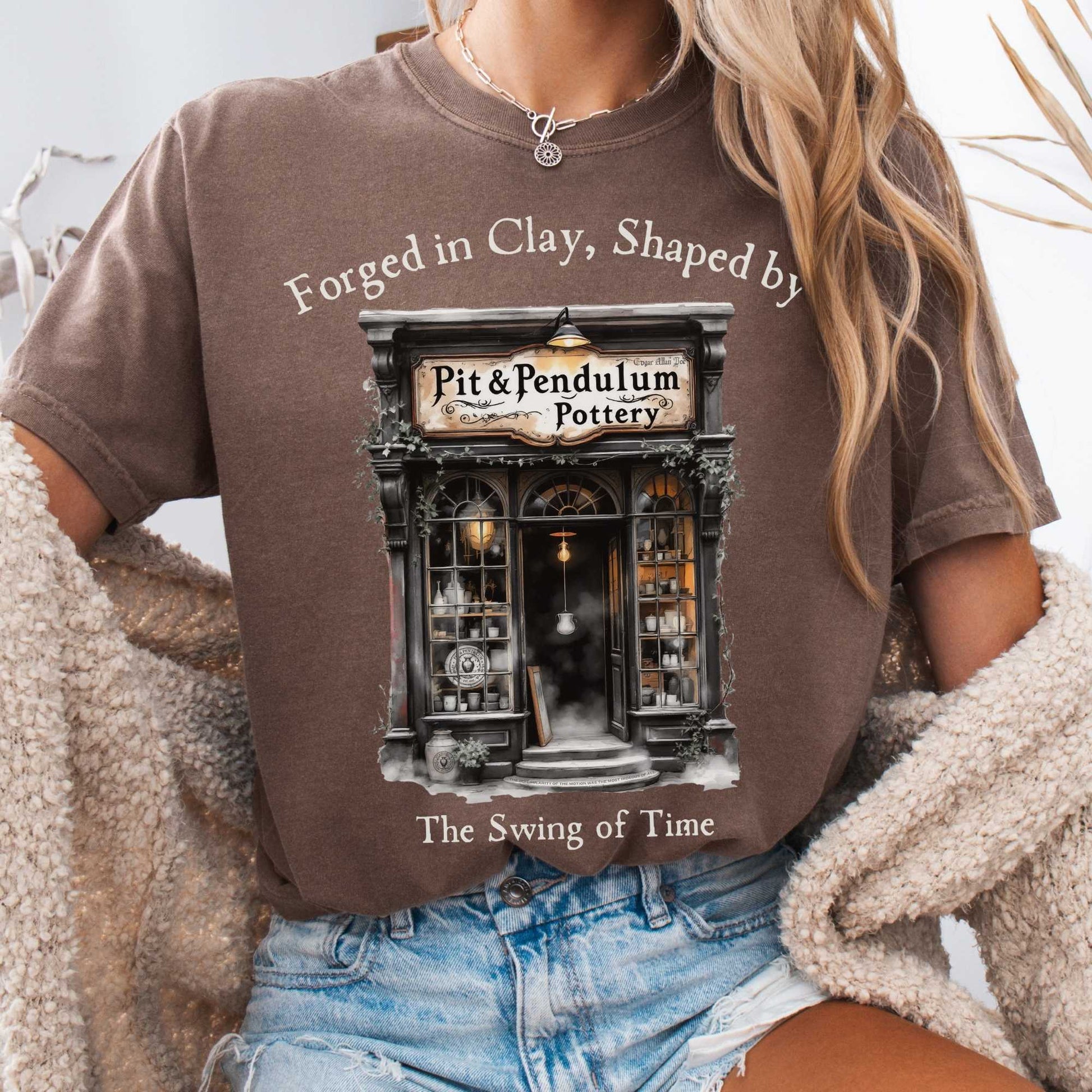 T-Shirt Espresso / S Pit & Pendulum Pottery Edgar Allan Poe Shirt The Mystic Eden