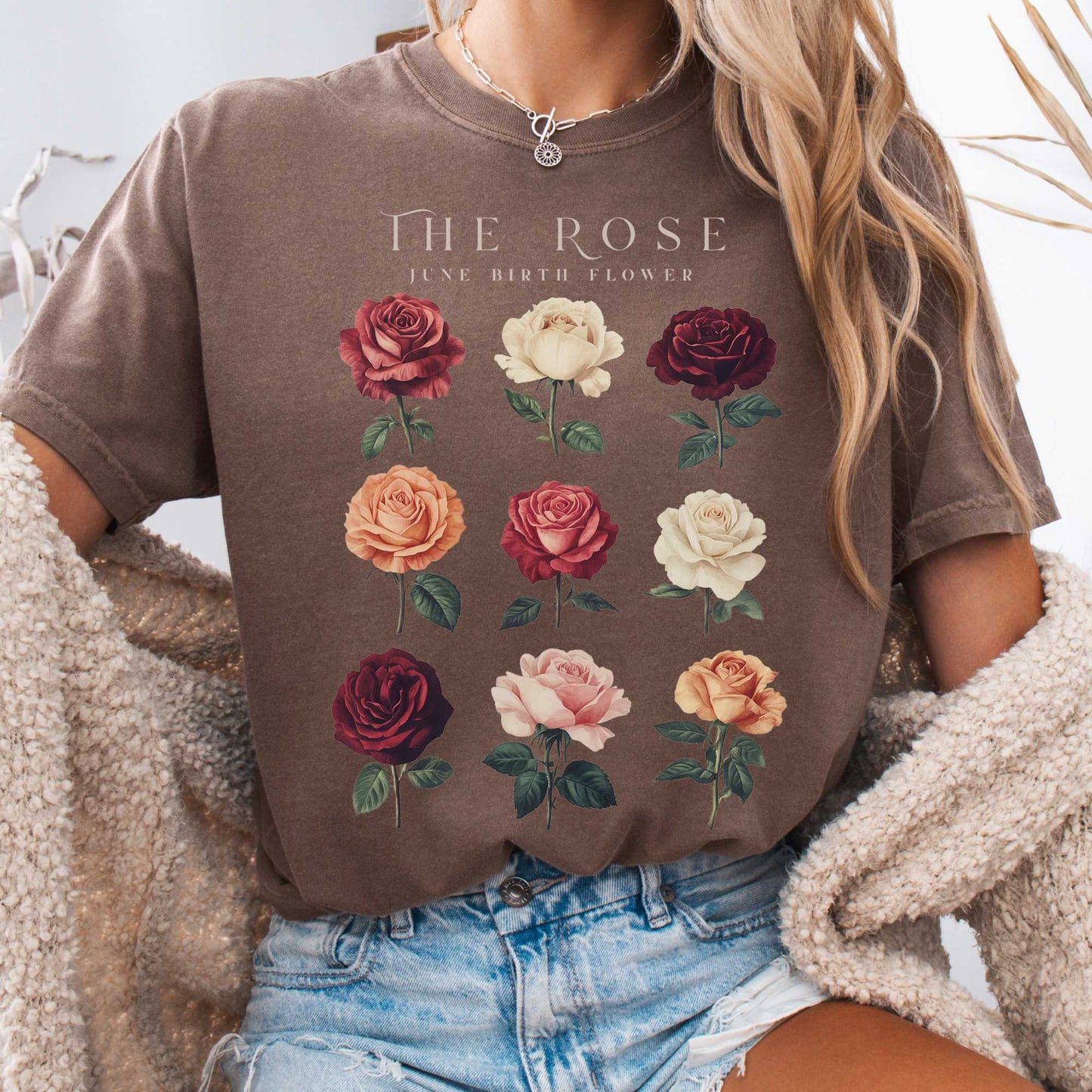T-Shirt Espresso / S The Rose June Birth Month Flower Shirt The Mystic Eden