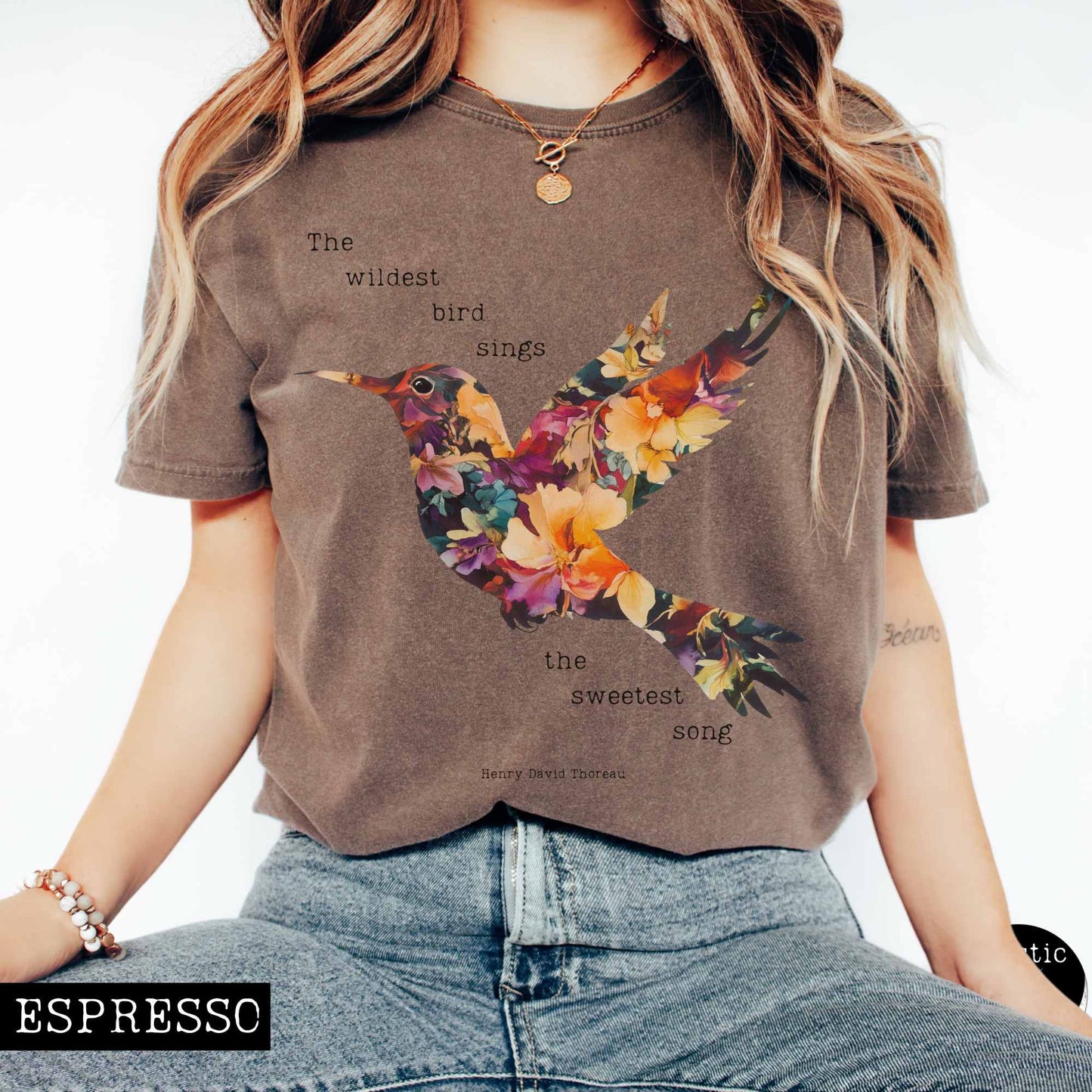 T-Shirt Espresso / S The wildest bird sings the sweetest song - Henry Thoreau Shirt The Mystic Eden