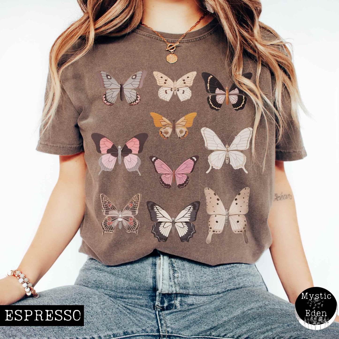 T-Shirt Espresso / S Vintage butterflies cottagecore shirt The Mystic Eden