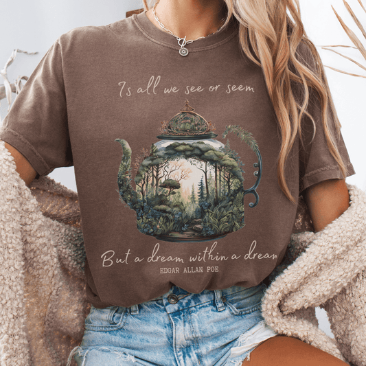 T-Shirt Espresso / S Vintage Edgar Allan Poe Shirt Dream Within A Dream The Mystic Eden