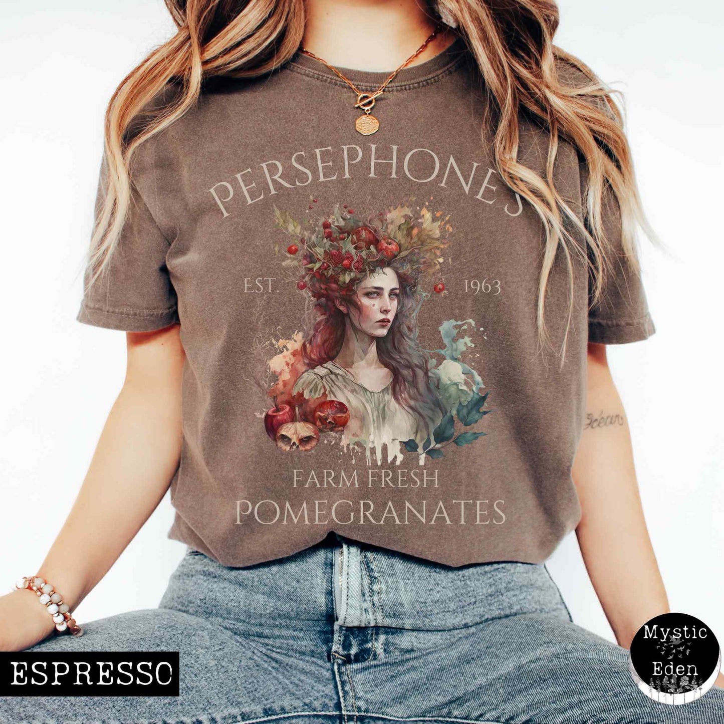 T-Shirt Espresso / S Vintage Persephone T-shirt Greek Mythology Shirt The Mystic Eden