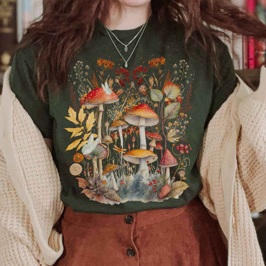 T-Shirt Forest Green / S Mushroom cottagecore shirt The Mystic Eden