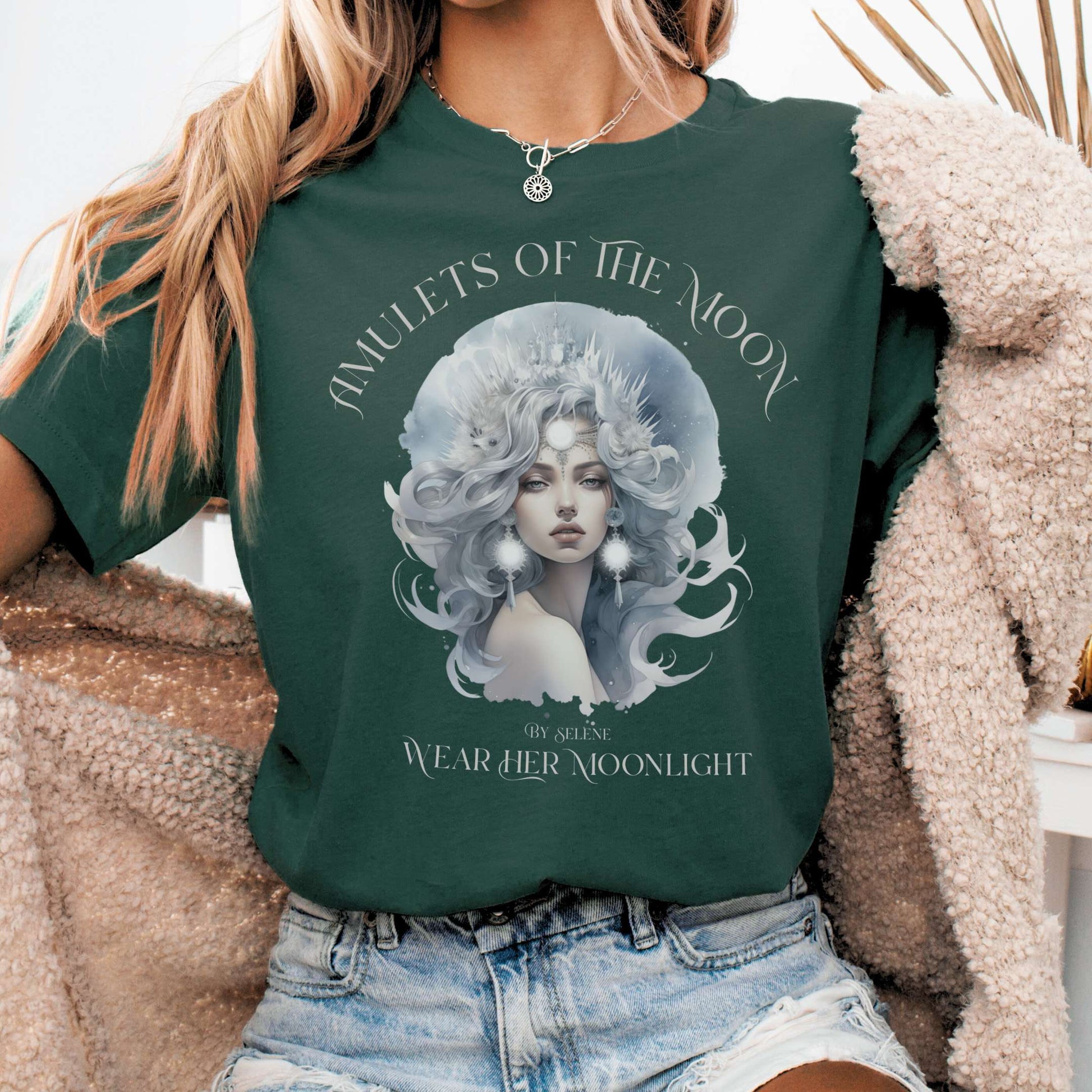 T-Shirt Forest / S Amulets of the Moon Bella + Canvas Tee – Celestial Goddess Tee The Mystic Eden