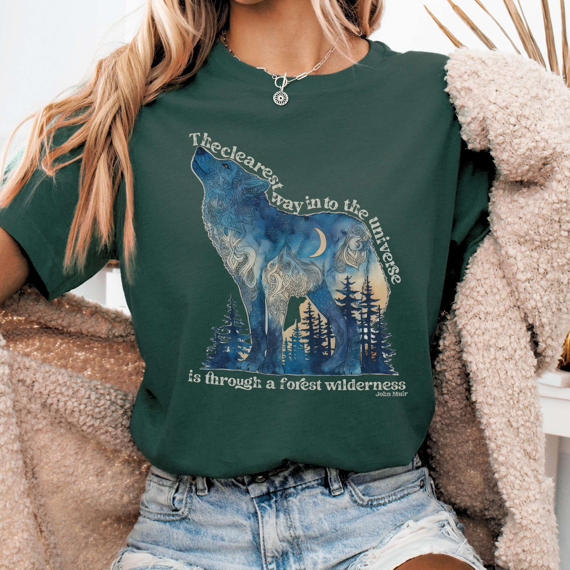T-Shirt Forest / S Forest Wilderness Wolf Bella + Canvas Tee – Nature Quote Tee The Mystic Eden
