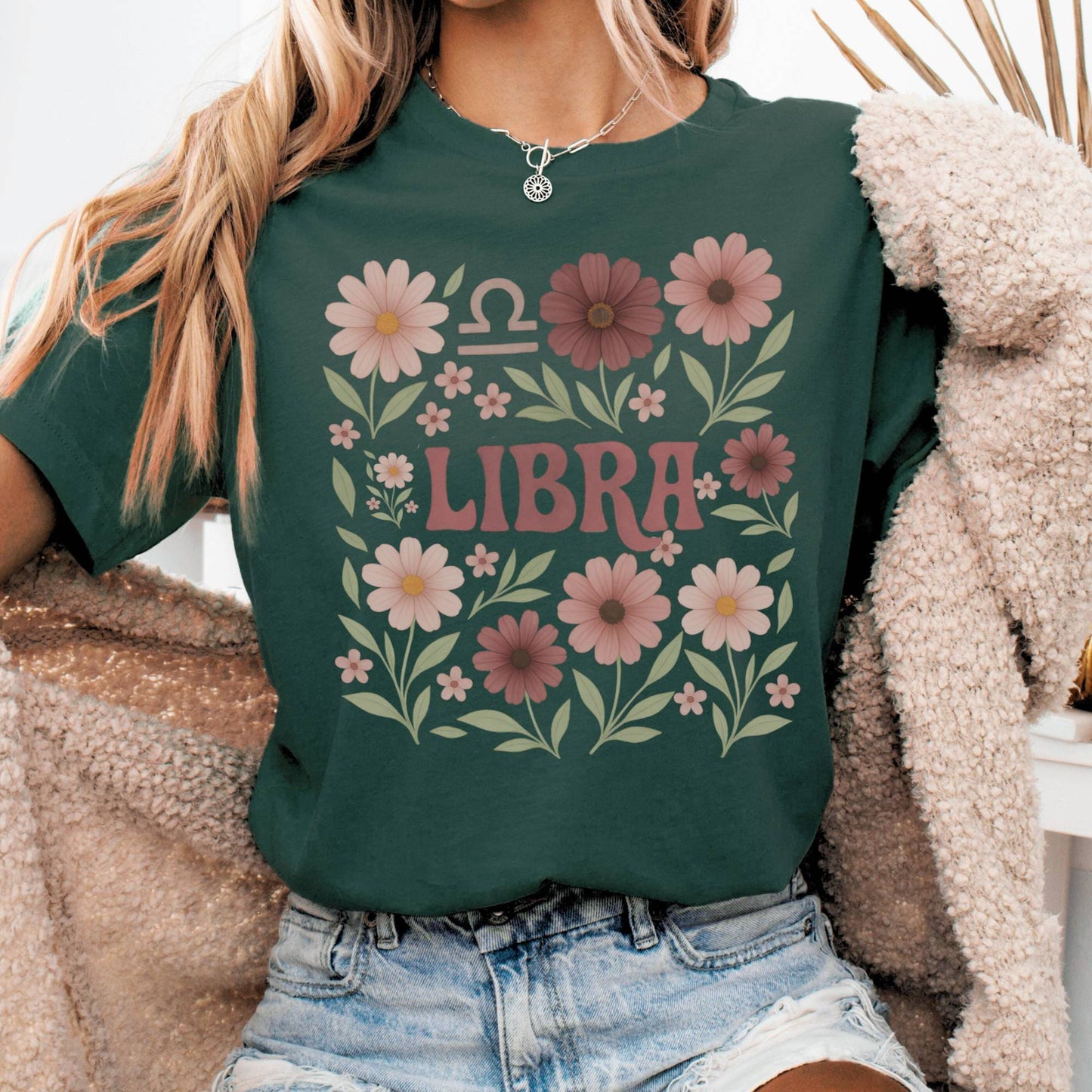 T-Shirt Forest / S Libra Bella T-Shirt β Retro Floral Zodiac Tee The Mystic Eden