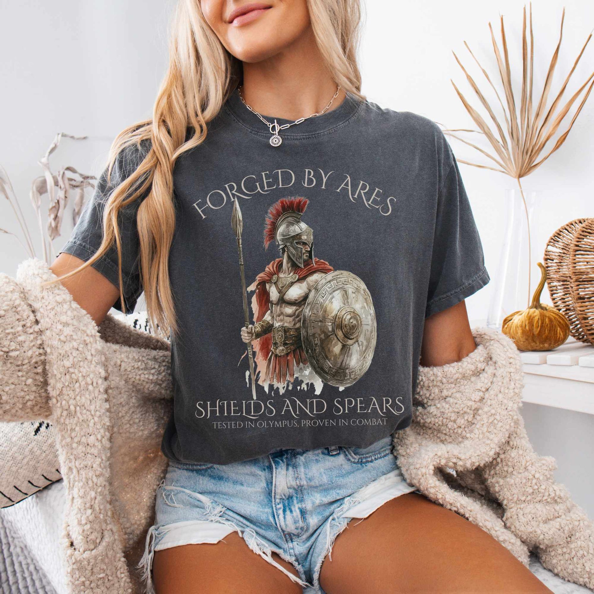 T-Shirt Forged By Ares Shields And Spears Tee The Mystic Eden