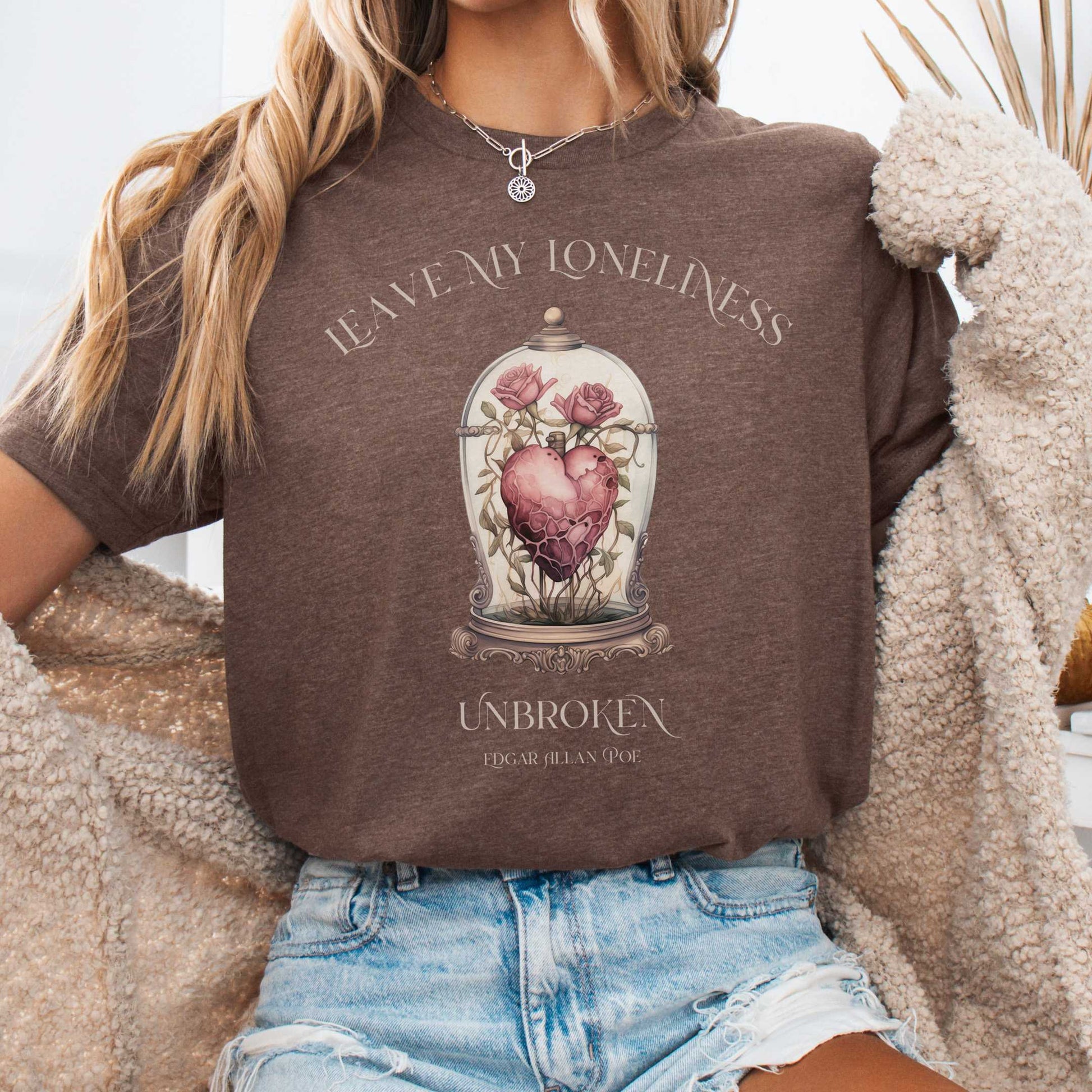 T-Shirt Heather Brown / S Leave My Loneliness Unbroken Bella + Canvas Tee – Poe Gothic Romance Tee The Mystic Eden