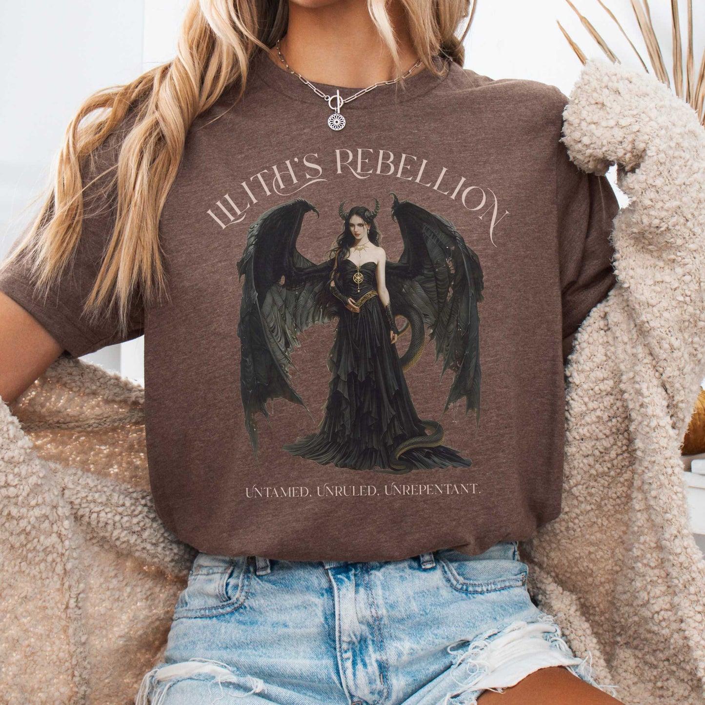 T-Shirt Heather Brown / S Lilith's Rebellion Bella + Canvas Tee – Dark Divine Feminine Tee The Mystic Eden