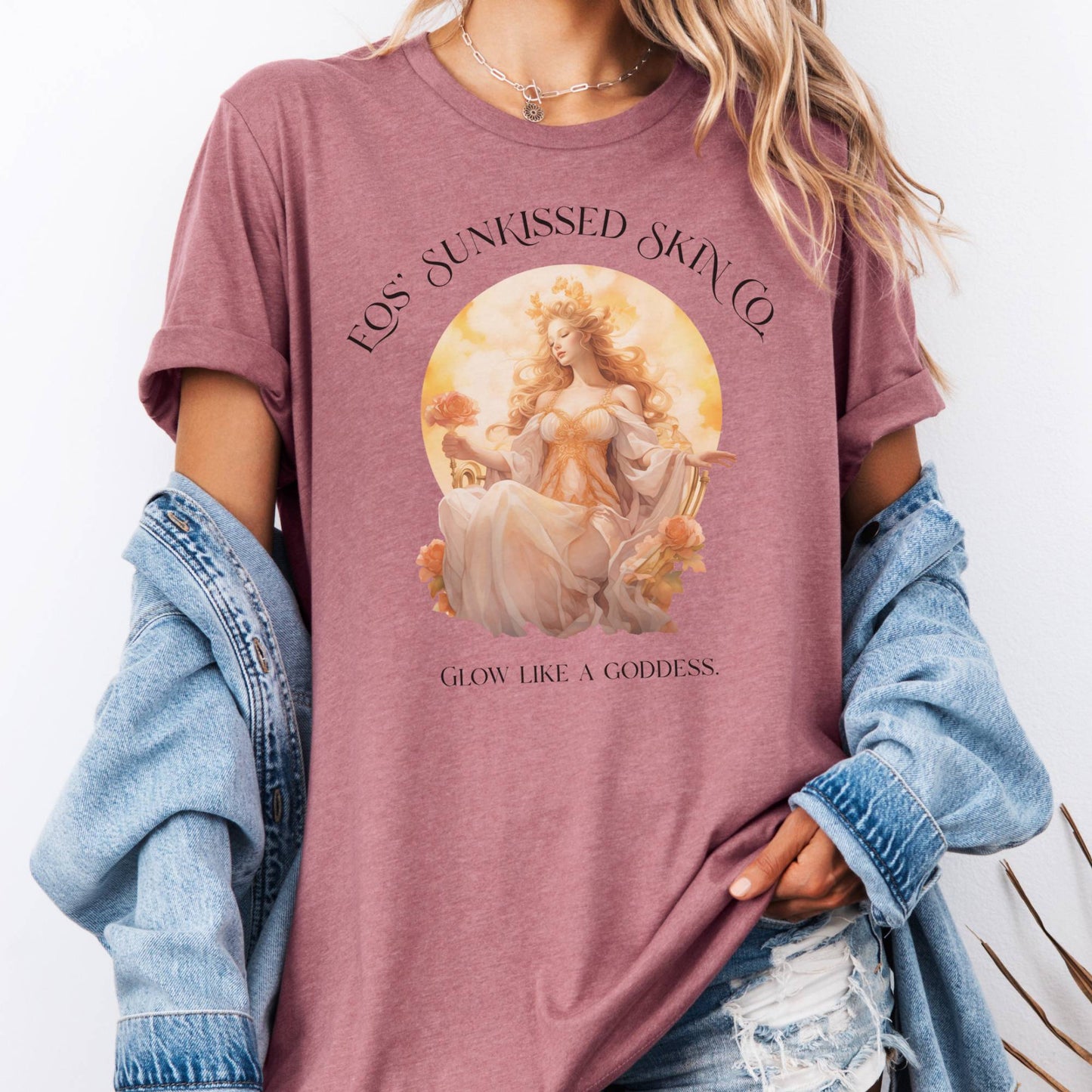 T-Shirt Heather Mauve / S Eos' Sunkissed Skin Co. Bella + Canvas Tee – Glow Like a Goddess The Mystic Eden
