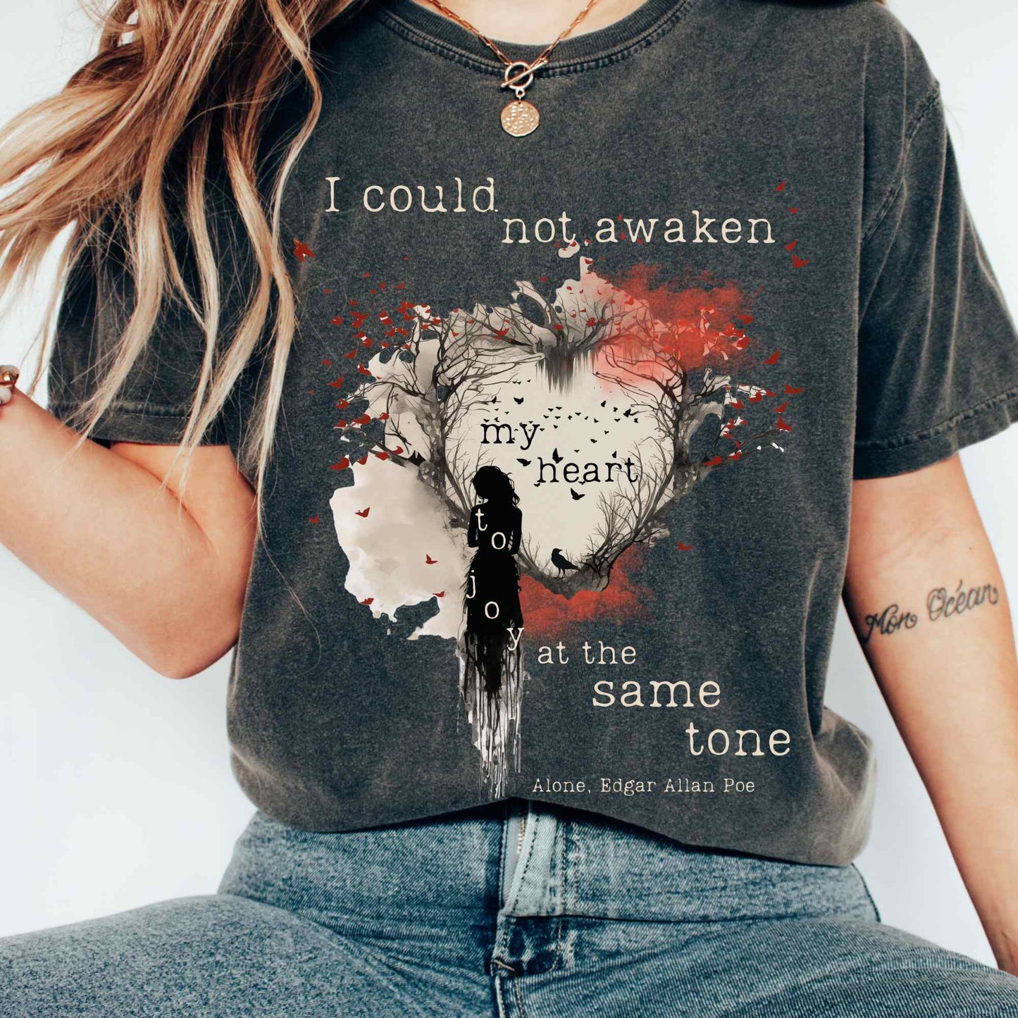 T-Shirt I could not awaken my heart to joy - Edgar Allan Poe Tee The Mystic Eden