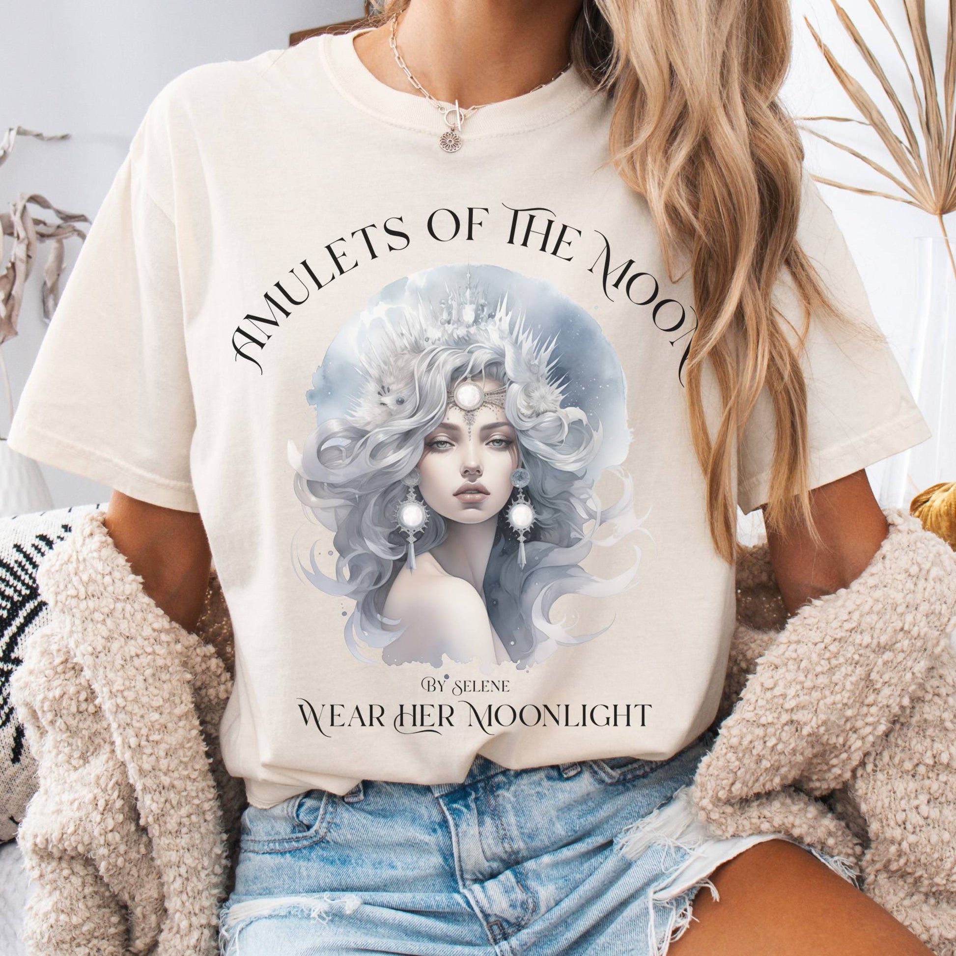 T-Shirt Ivory / S Amulets of the Moon T-Shirt β Celestial Goddess Tee The Mystic Eden