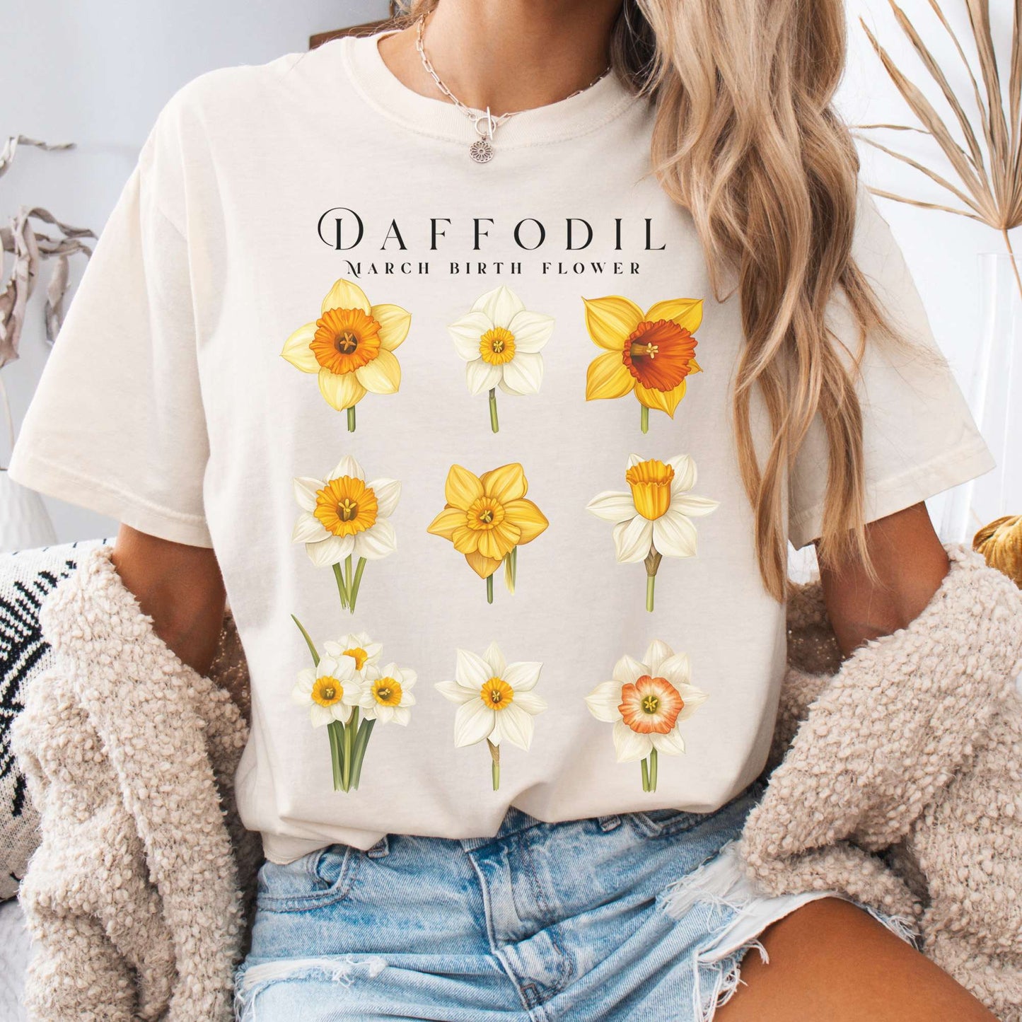 T-Shirt Ivory / S Daffodil March Birth Month Flower Shirt The Mystic Eden