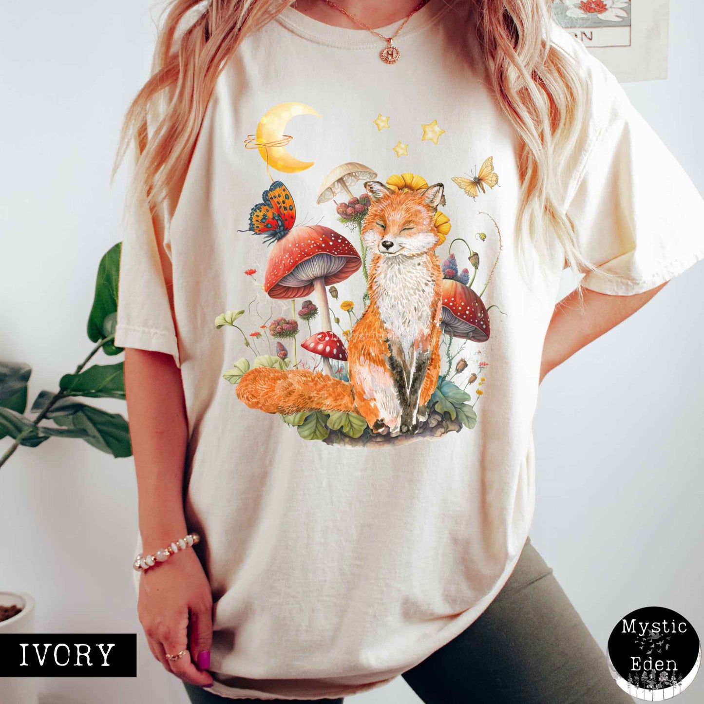 T-Shirt Ivory / S Enchanting Forest Fox T-Shirt The Mystic Eden