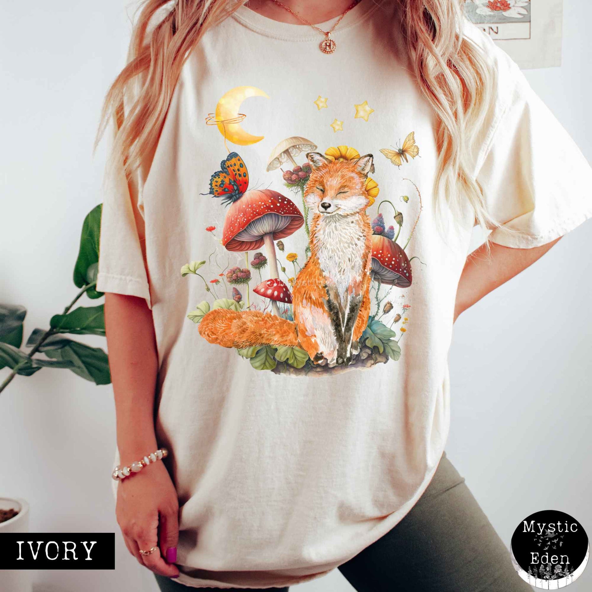 T-Shirt Ivory / S Enchanting Forest Fox T-Shirt The Mystic Eden