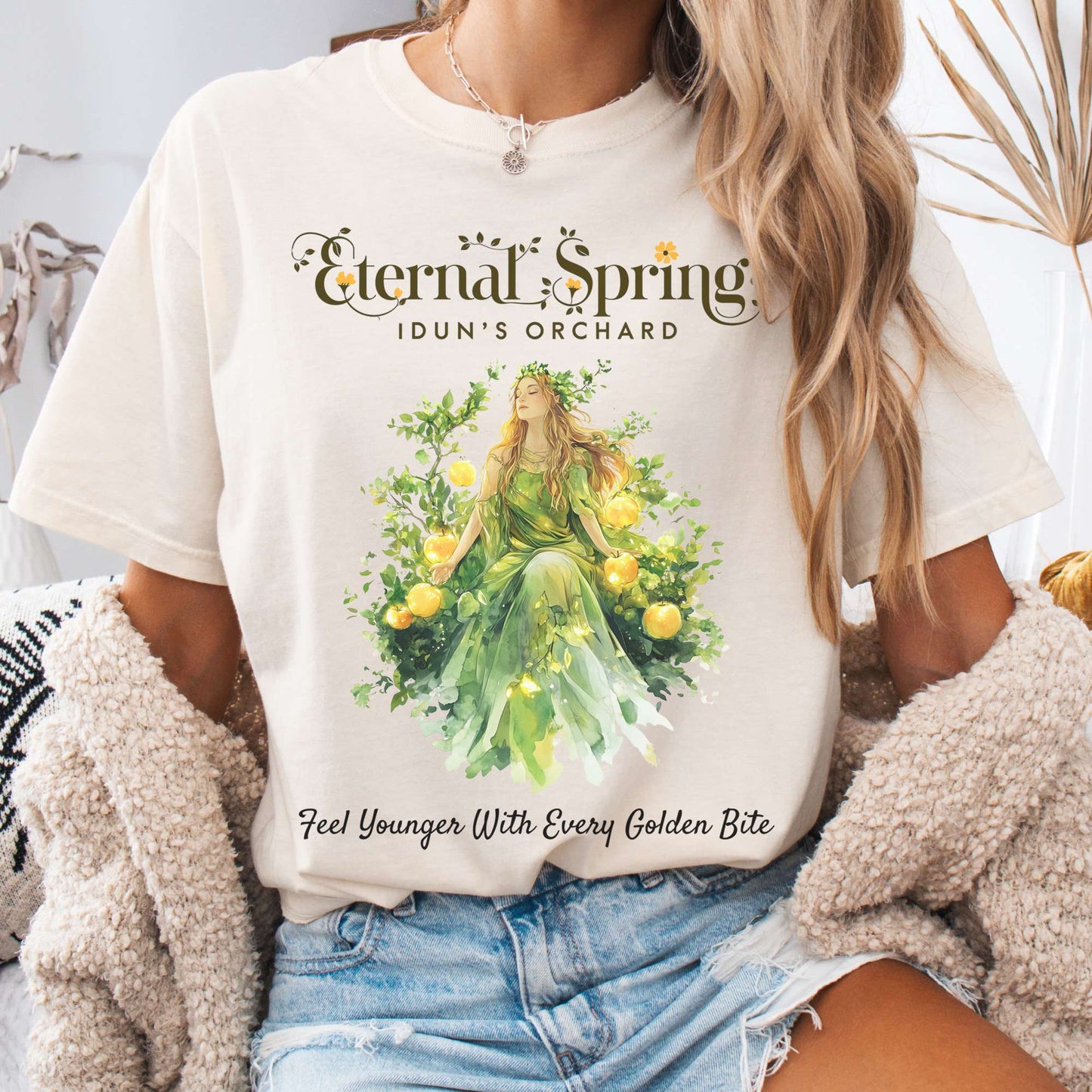 T-Shirt Ivory / S Eternal Spring Idun's Orchard Norse Goddess Shirt The Mystic Eden