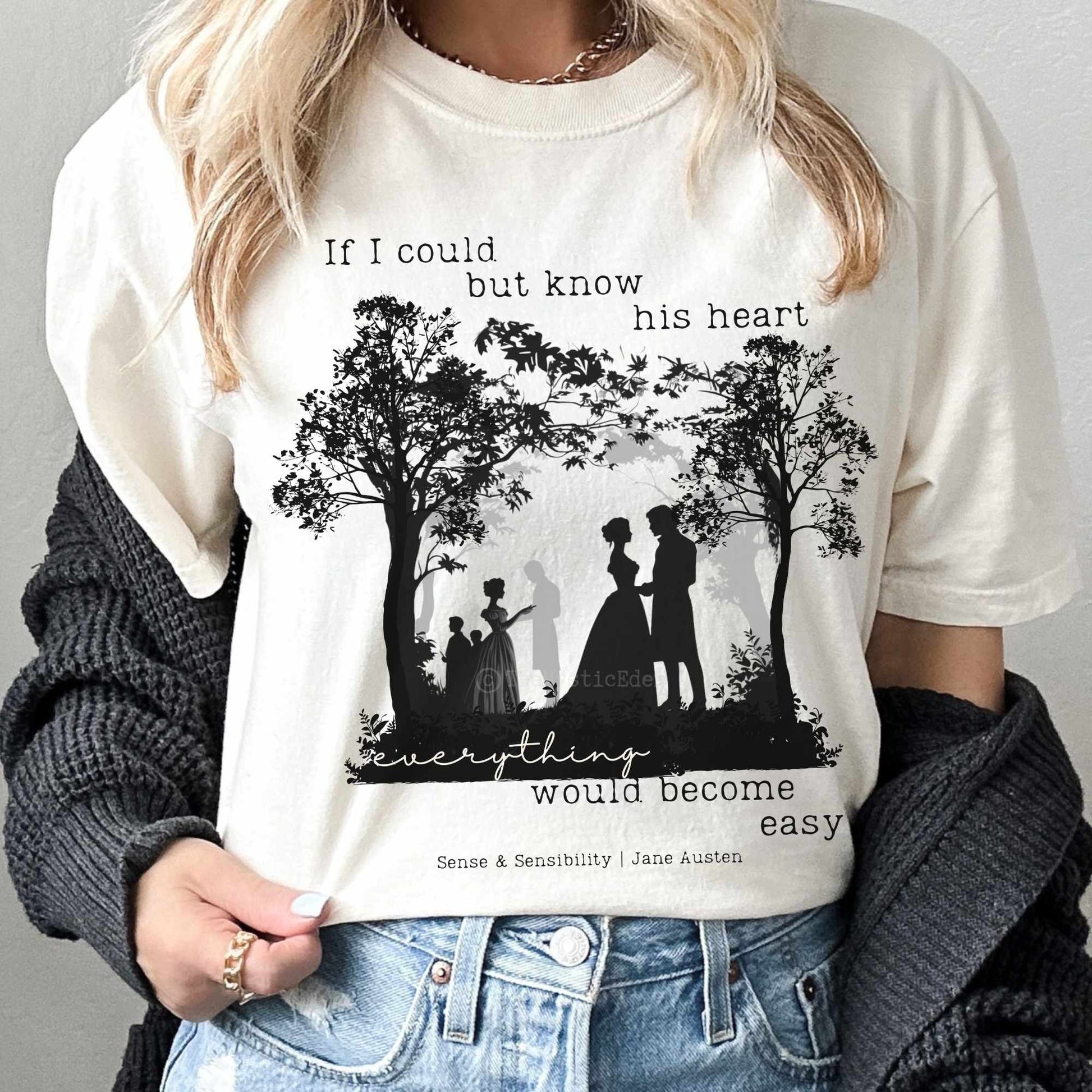 T-Shirt Ivory / S If I Could But Know His Heart - Jane Austen shirt The Mystic Eden
