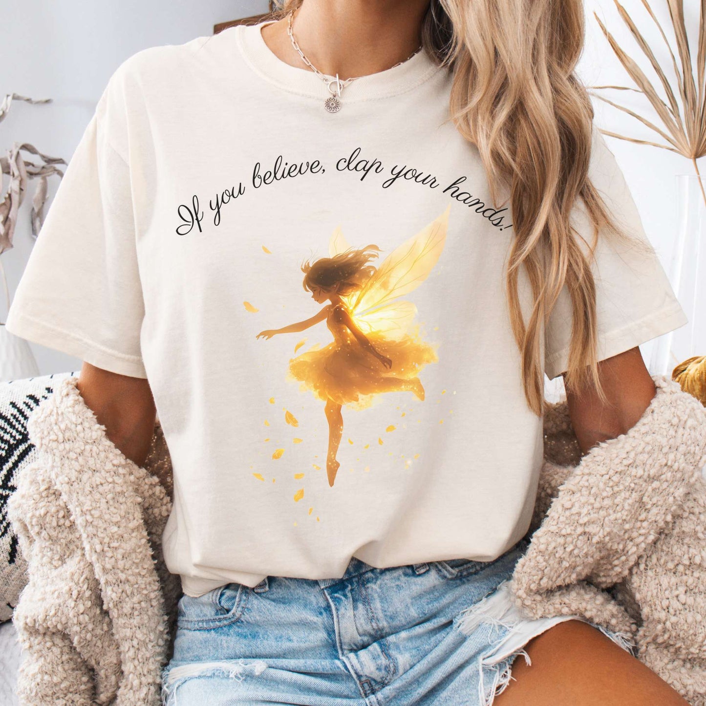 T-Shirt Ivory / S If You Believe Clap Your Hands Peter Pan Shirt - J M Barrie The Mystic Eden
