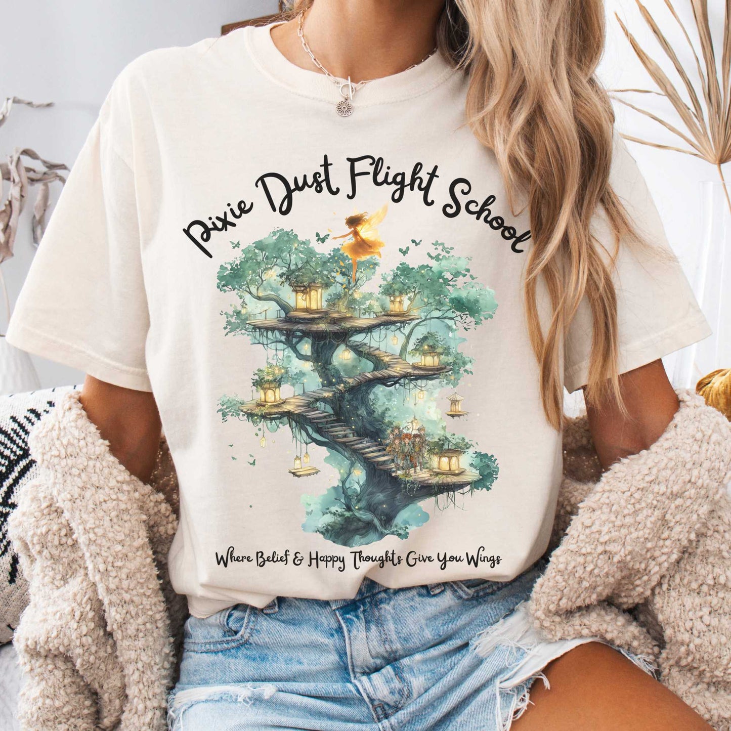 T-Shirt Ivory / S Pixie Dust Flight School Peter Pan Shirt - J M Barrie The Mystic Eden