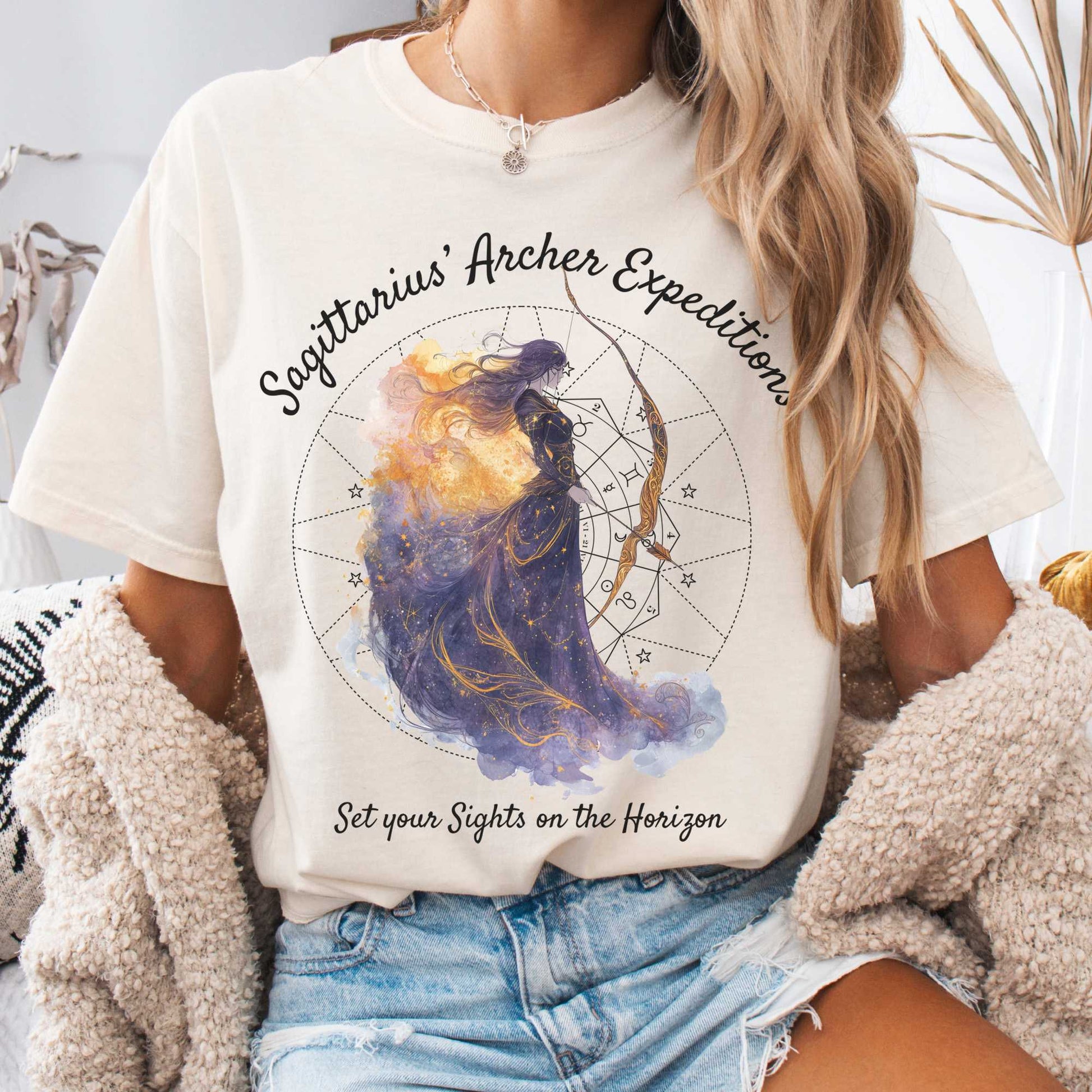 T-Shirt Ivory / S Sagittarius Archer Expeditions Zodiac Shirt The Mystic Eden
