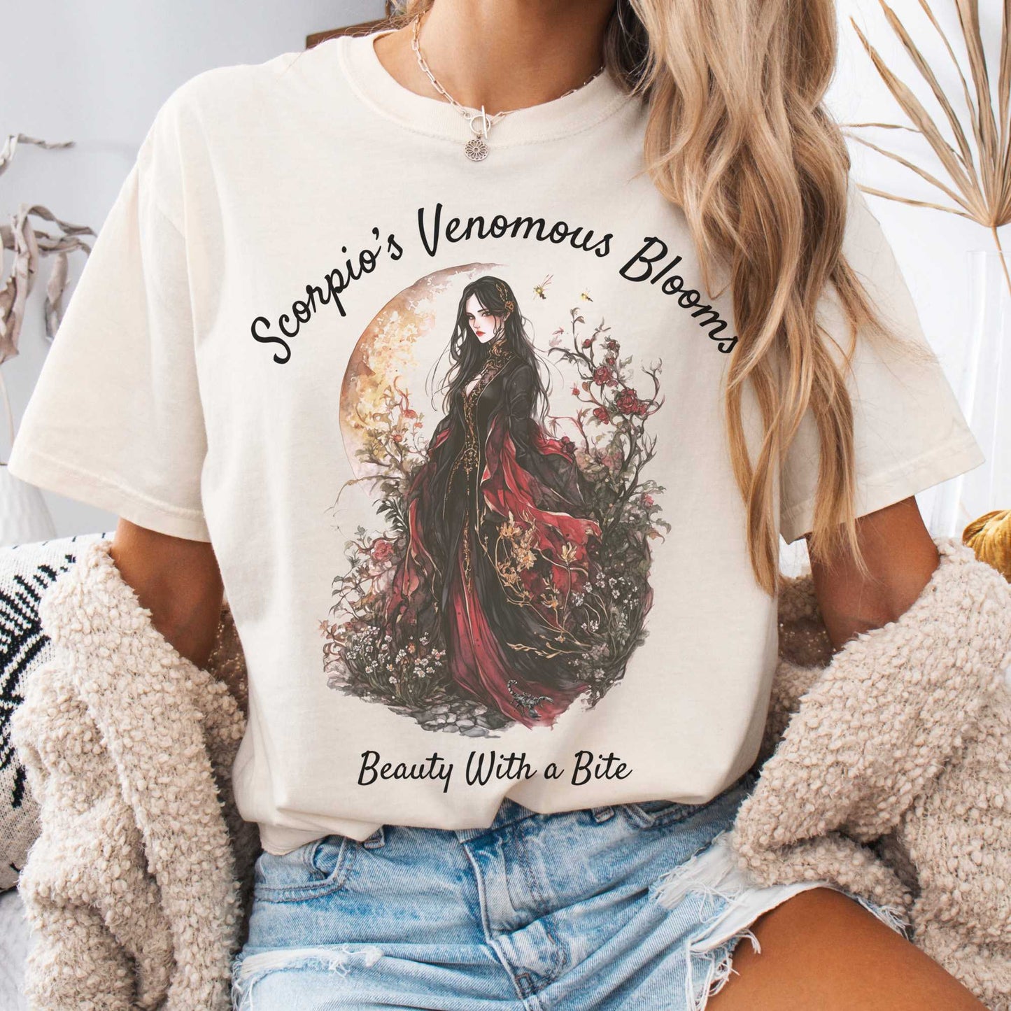 T-Shirt Ivory / S Scorpio's Venomous Blooms Zodiac Shirt The Mystic Eden